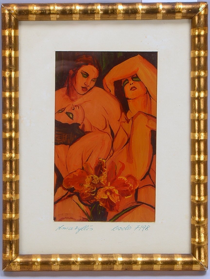 Rott, Bodo (zugeschr.), Amaryllis, Acryl auf Plexiglas, auf PP sign./dat.; BM 17 x 10 cm