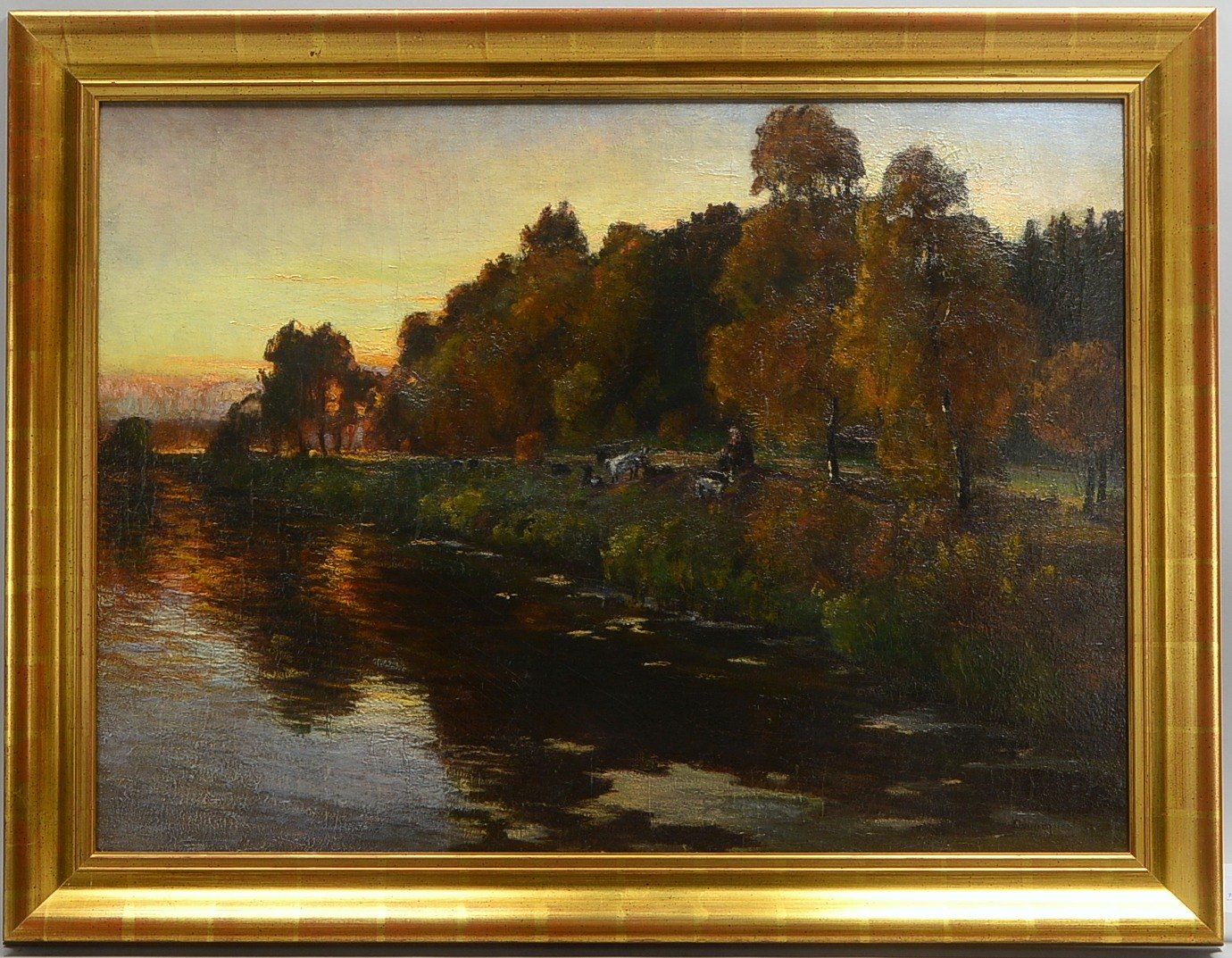 Söborg, Paul, Ziegenhirte am Fluss..., Öl/Lw, sign.; RM 83 x 107,5 cm