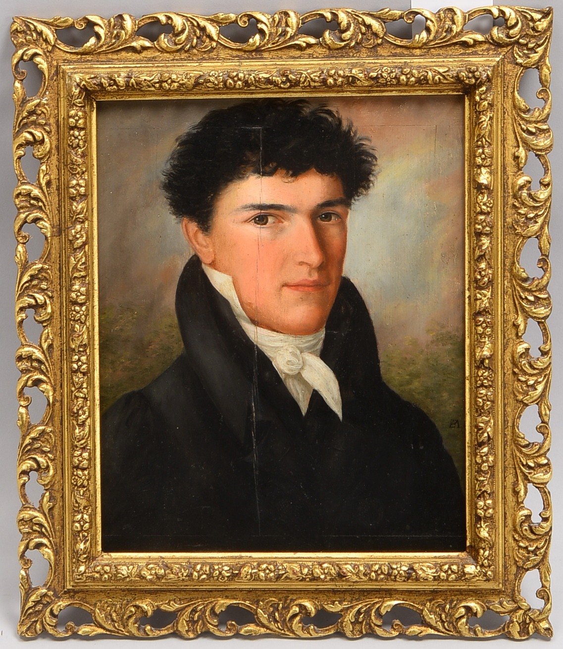 Gemälde, Biedermeier-Herrenportrait, Öl auf Holz/ger., unsign.; BM 30 x 24 cm