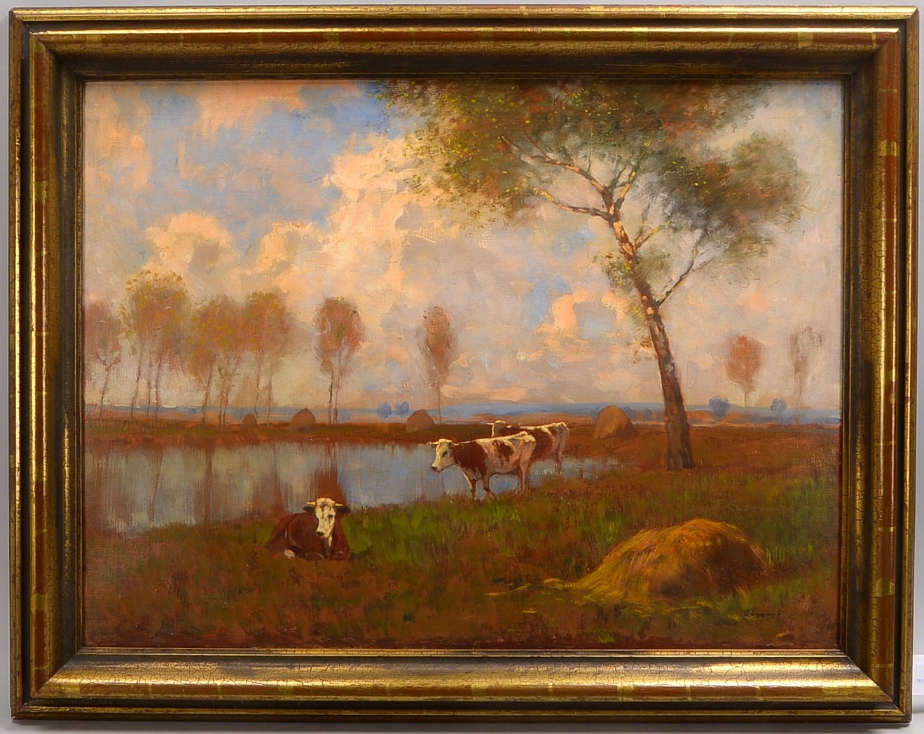 Olgyay, Ferenc, Weite Landschaft mit ... Kühen, Öl/Lw, sign.; RM 74 x 94 cm