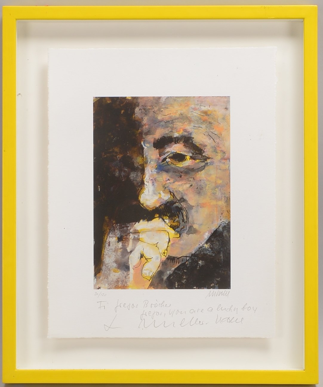 Mueller-Stahl, Armin, O.T., Farblithogr./Bütten, 20/120, bleisign./gewidmet; RM 58 x 48,5 cm