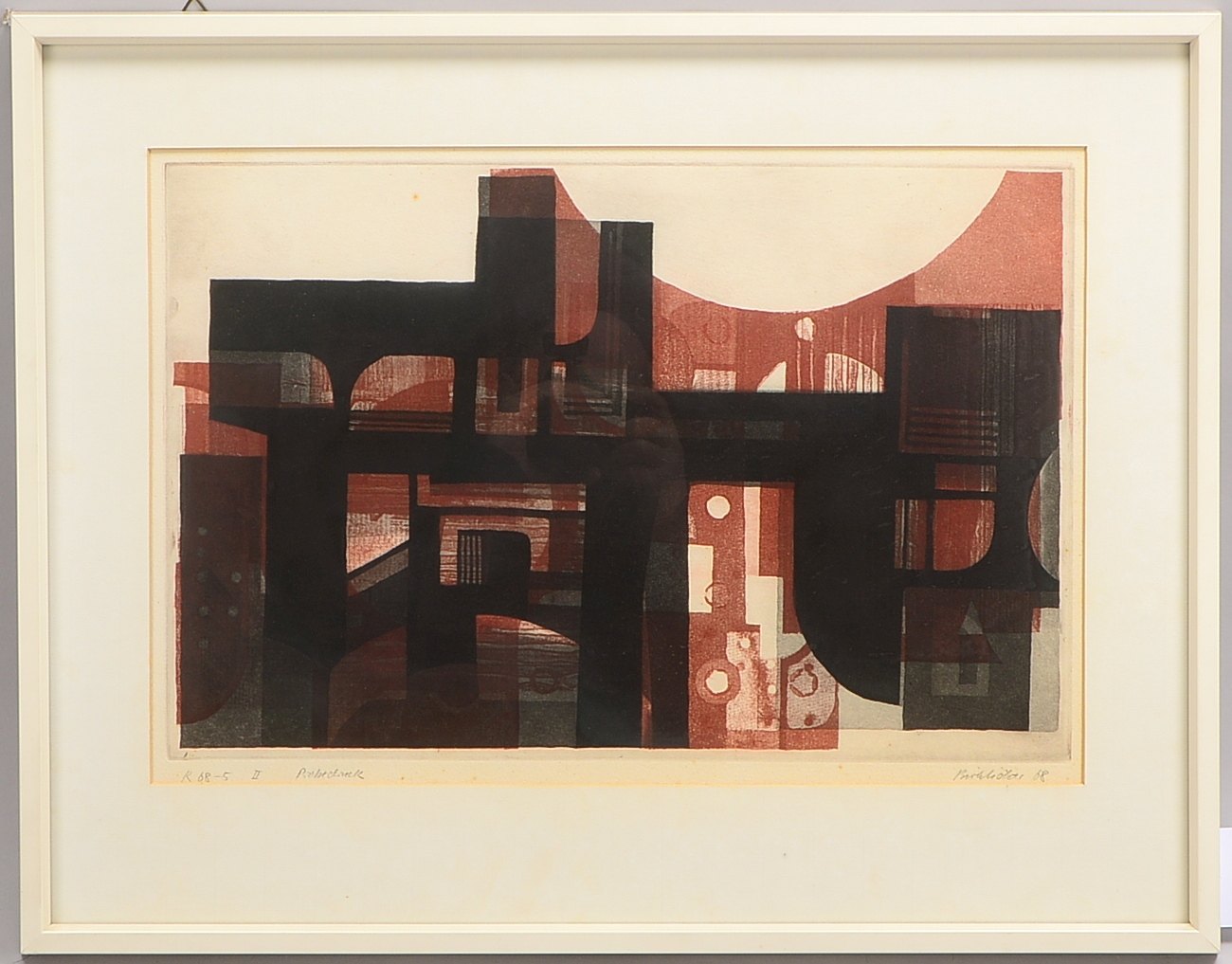 Birkhölzer, J., Stadt/Abstraktion, Farblithogr., Probedruck, bez., sign./dat.; RM 50 x 63
