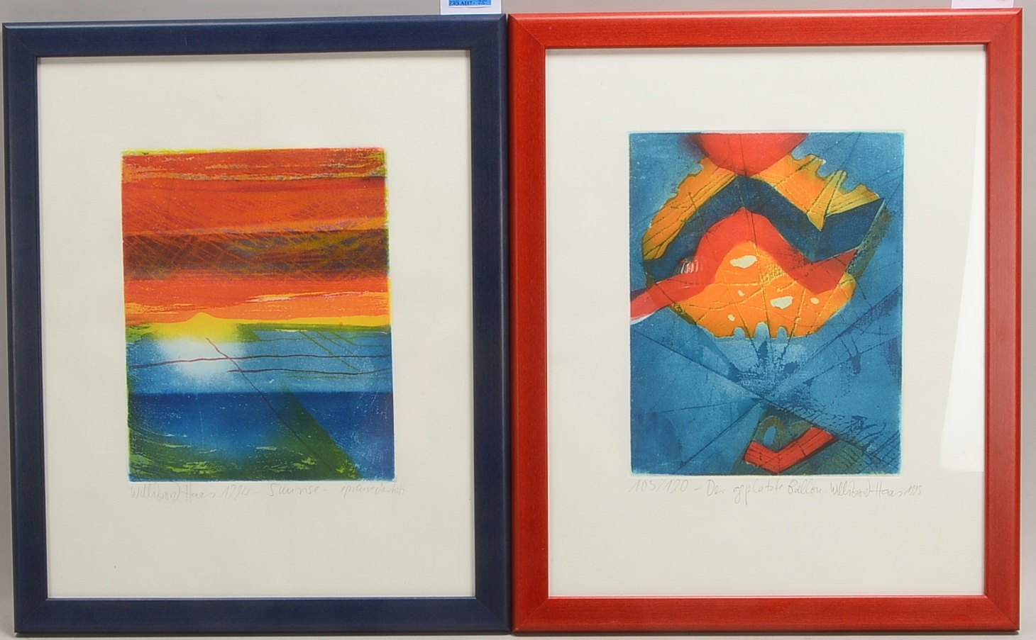 Haas, Willibrord (*1936 Schramberg), 2 Farblithografien, jeweils bleisigniert, hinter Glas