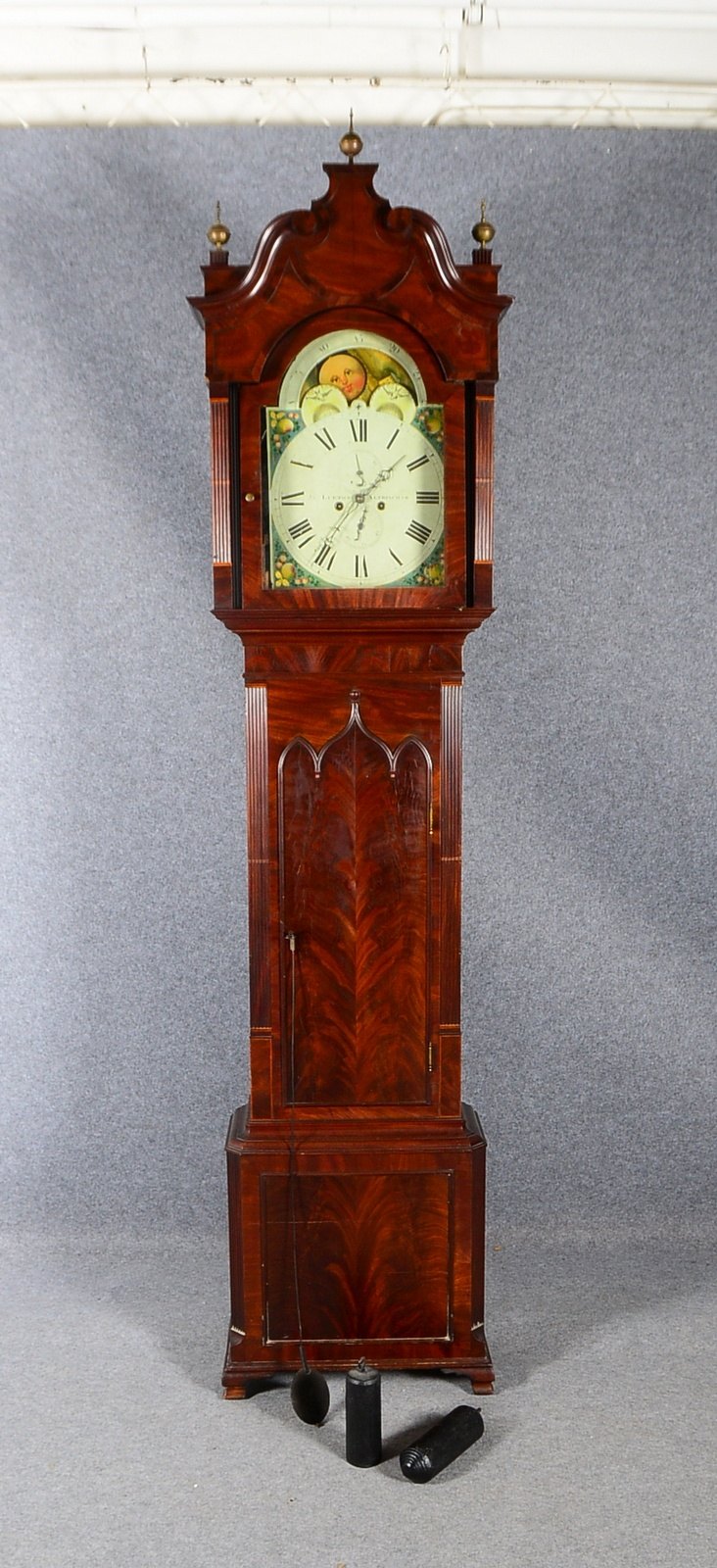 Standuhr (J. Lupton/Altricham), Mahagoni-Geh., mit Mondphase; Höhe ca. 255 cm