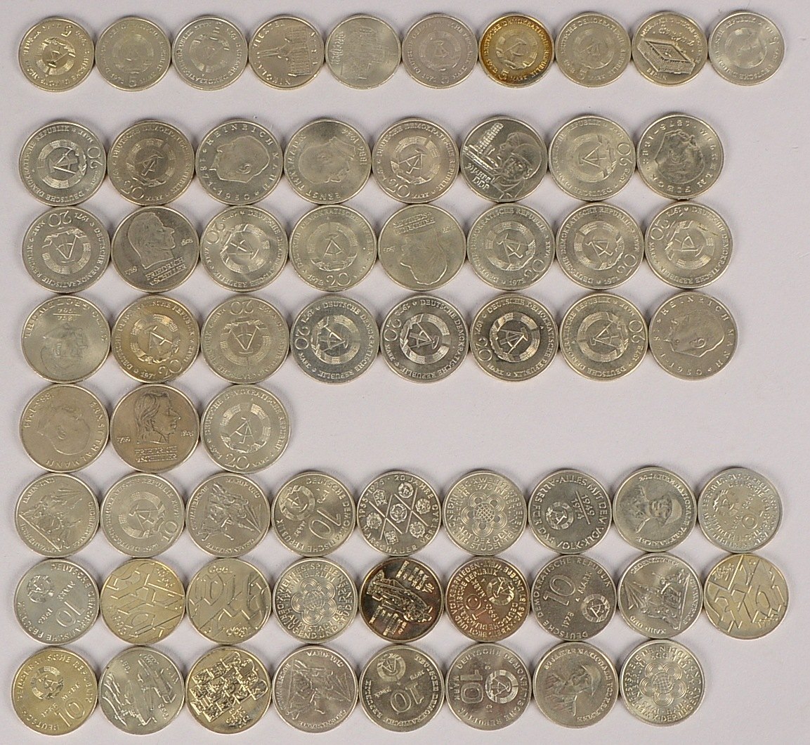 Sammler-Münzlot (DDR): 27x 20 Mark, 25x 10 Mark, und 10x 5 Mark