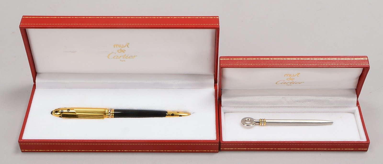 2 Cartier-Kugelschreiber, Stylo Plume/Panthère, und Mini Bille/Mini Ballpoint - orig. Etui