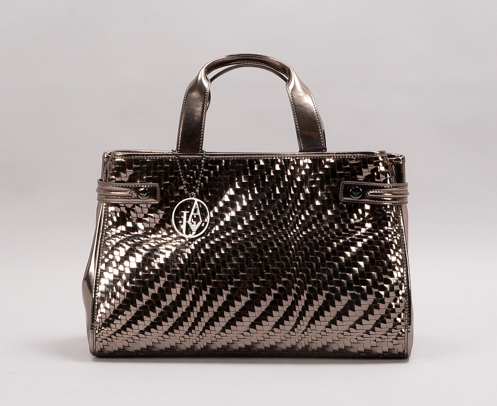 Armani Jeans-Handtasche, Metallic-Look, 102/500, gepfl. Zust.; Maße 25 x 40 cm