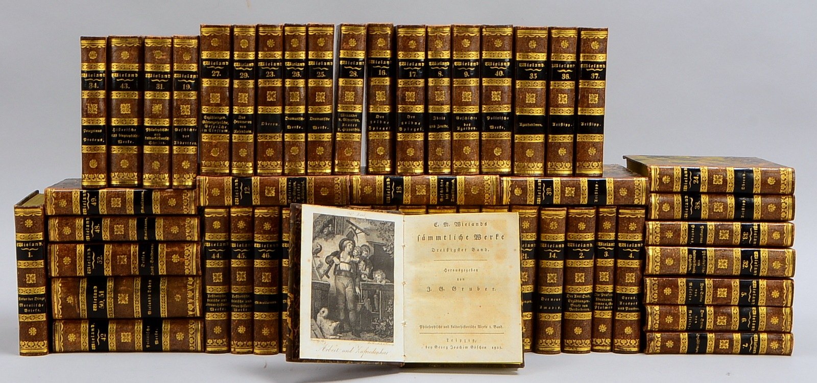 Wieland-Gesamtausg. 1824 - 1828, 51 Bd., orig. Taschenausgabe, mit Goldprägung