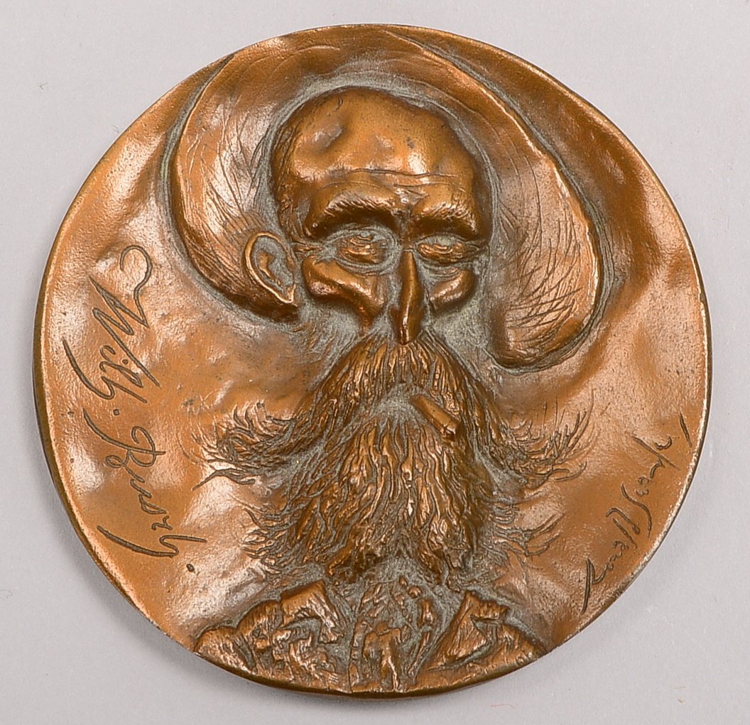 Searle, Ronald, Bronzemedaille, Wilhelm Busch, sign./randdat. 1978; Ø 8 cm