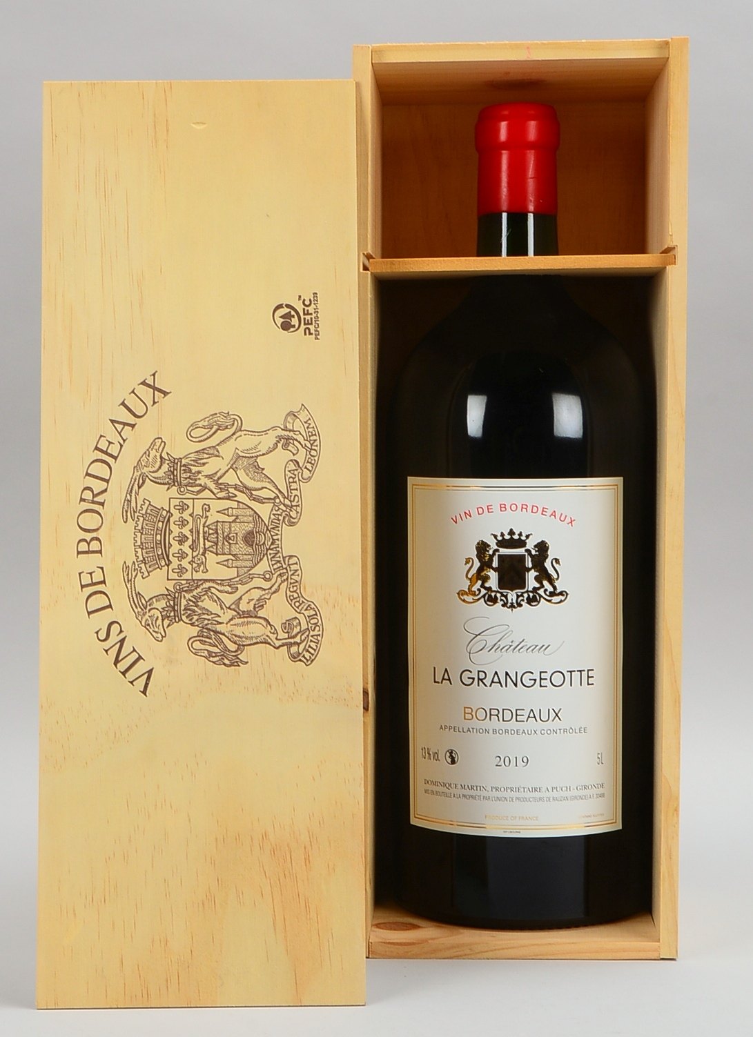 1 Fl. Bordeaux, Château La Grangeotte, 2019; 5 l(!) - in Holzkiste