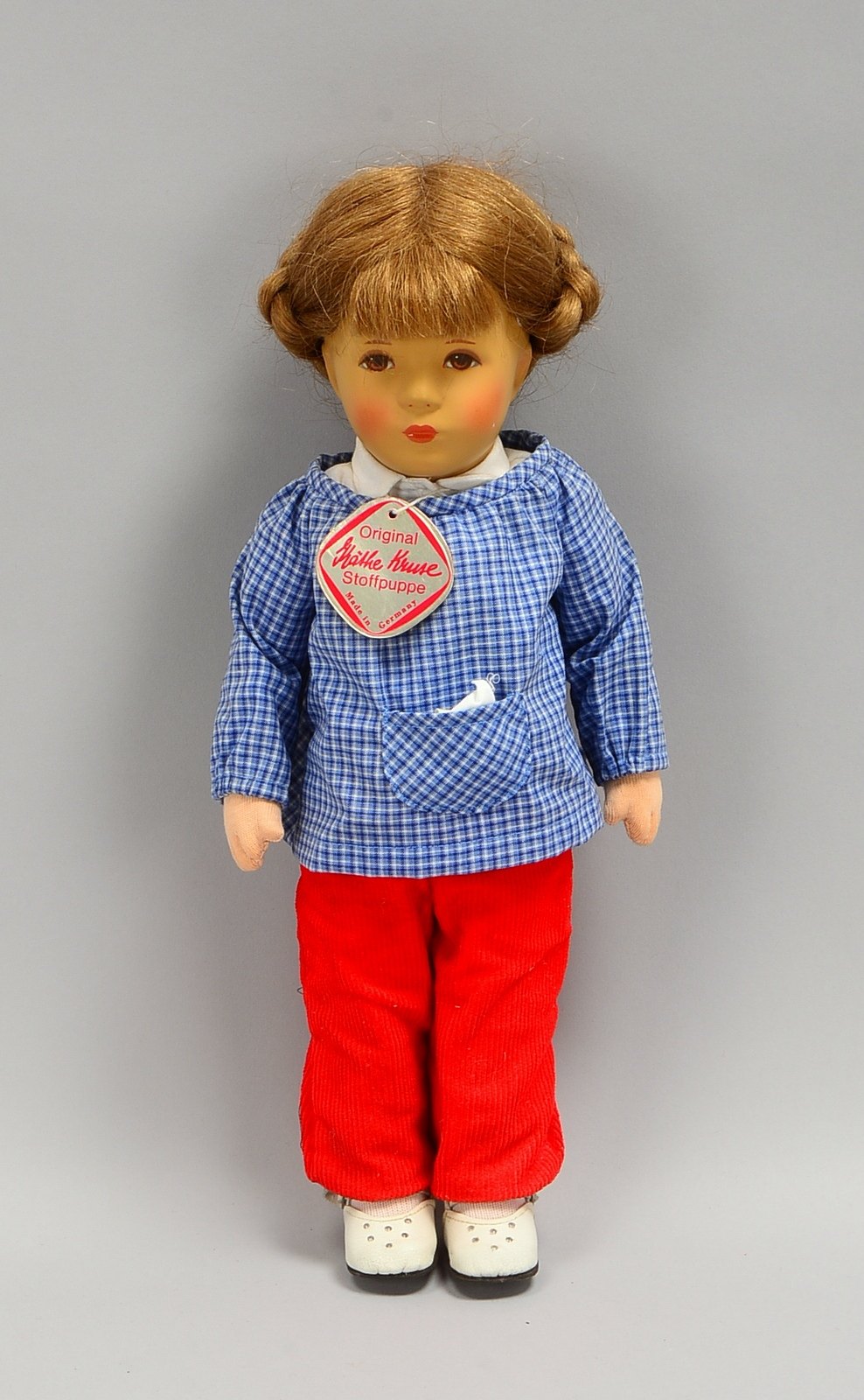 Original Käthe Kruse-Sammlerpuppe, mit Stoffkörper; Höhe 38 cm