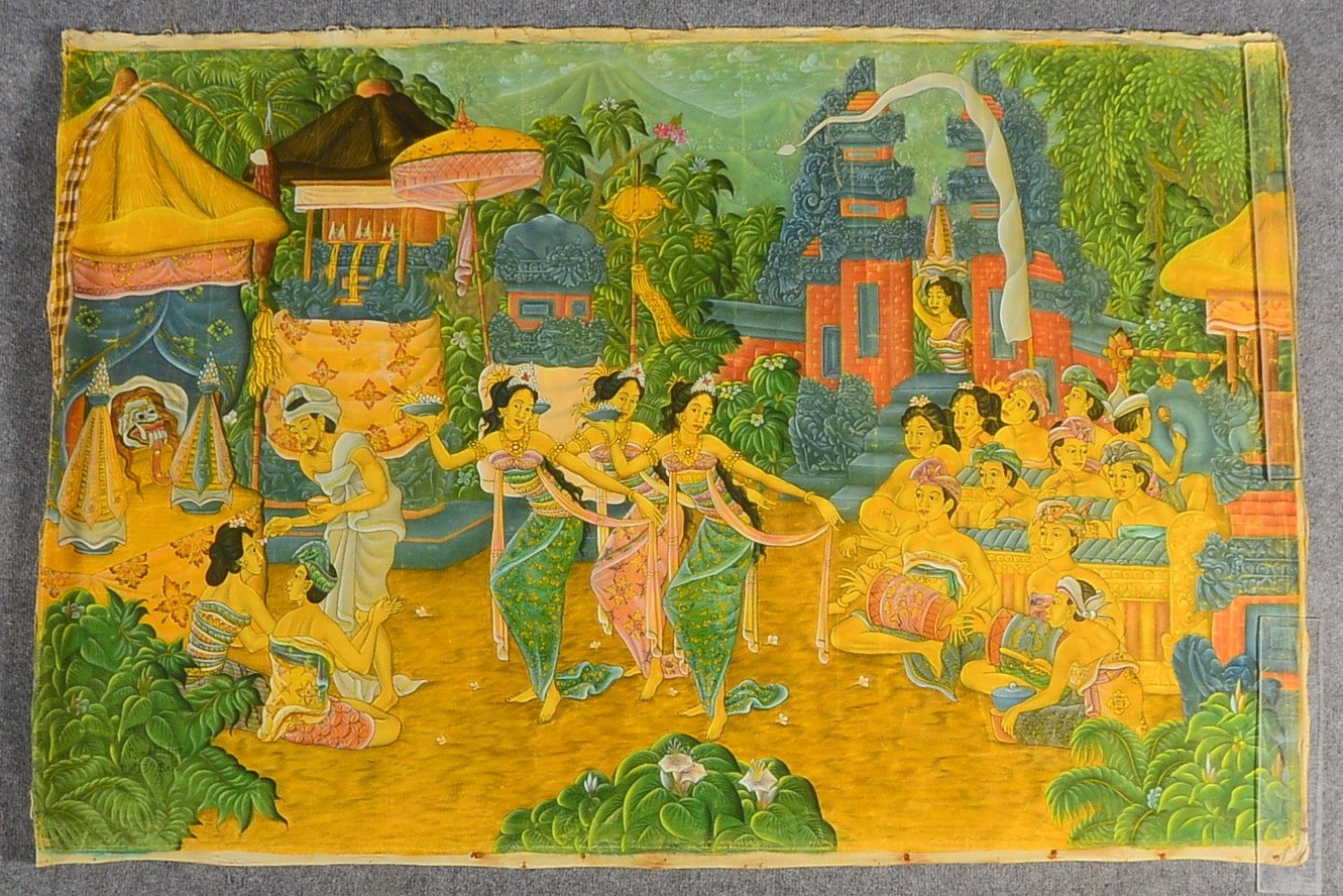 Petjih, Njeman, Balinesische Festszene, Acryl/Leinwand, sign./ortsbez.; BM 90,5 x 140 cm