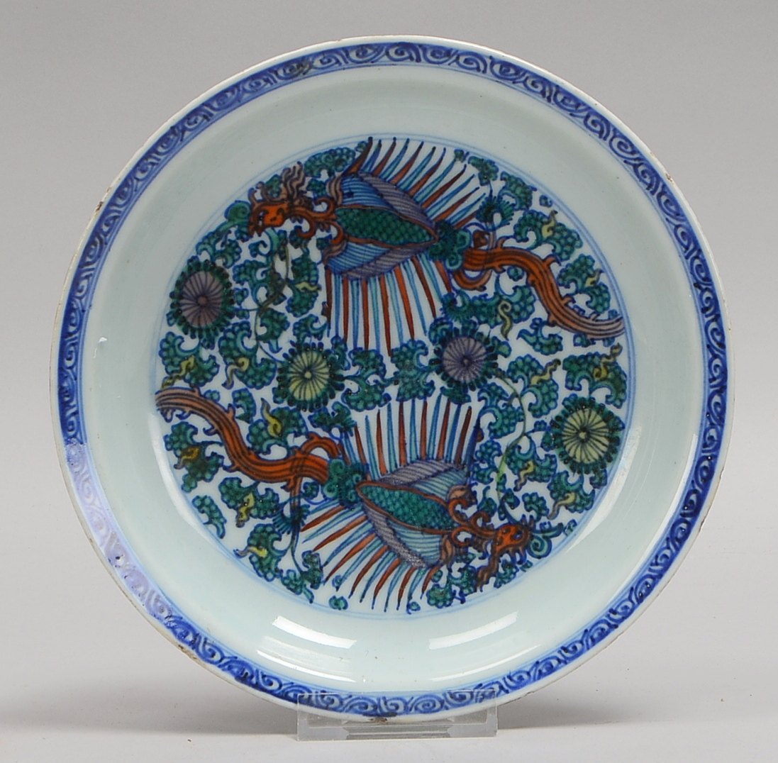 Porzellanteller (ungemarkt), florales Unterglasurdekor; Durchmesser Ø 20,5 cm
