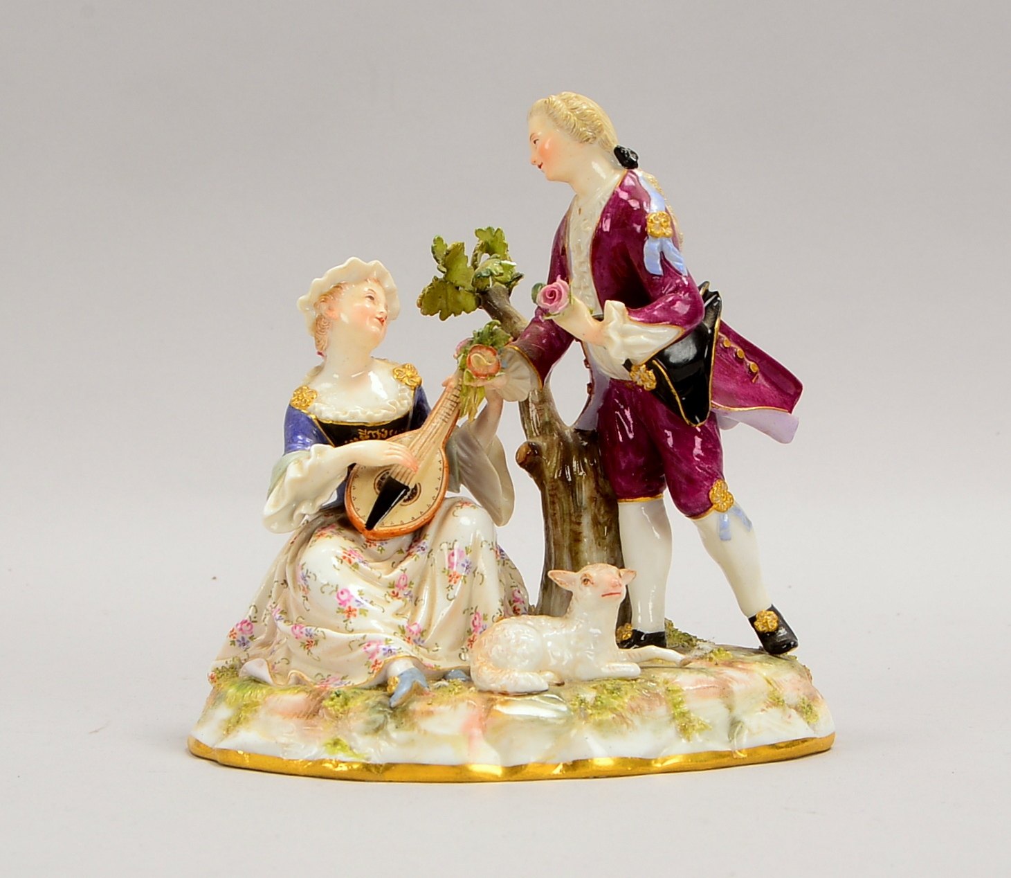 Meissen, Porzellan-Figurengruppe (um 1900), 'Schäfergruppe', Modell '447' Entwurf: Johann Joachim Ka