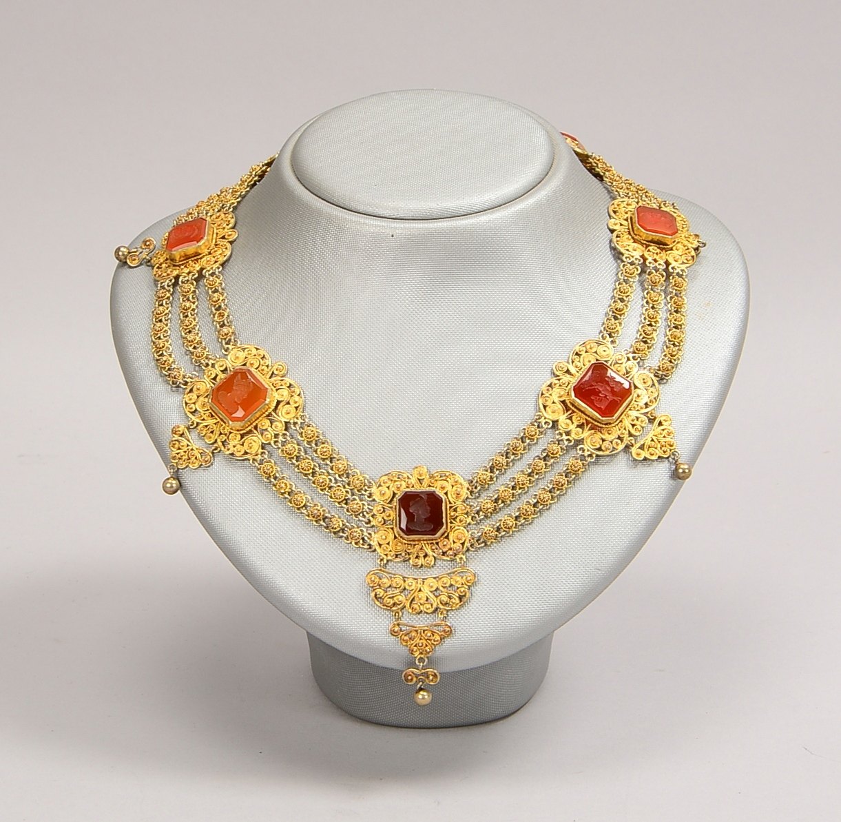 Antikes Collier (19. Jahrhundert - Juwelier August Kölsch j./Barmen), filigrane Silberarbeit/vergold