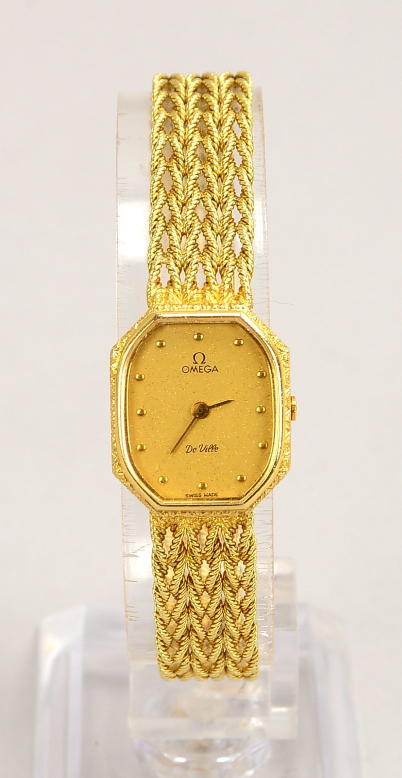 Damenarmbanduhr, Omega 'De Ville', Quarzwerk, 585 GG-Gehäuse und Armband - Funktion nicht geprüft; M