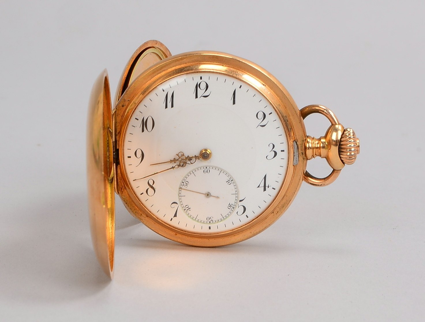 Taschenuhr, Zenith, 585 RG-Gehäuse mit 3x Golddeckeln, '17 Steine', Zifferblatt mit arabischen Ziffe