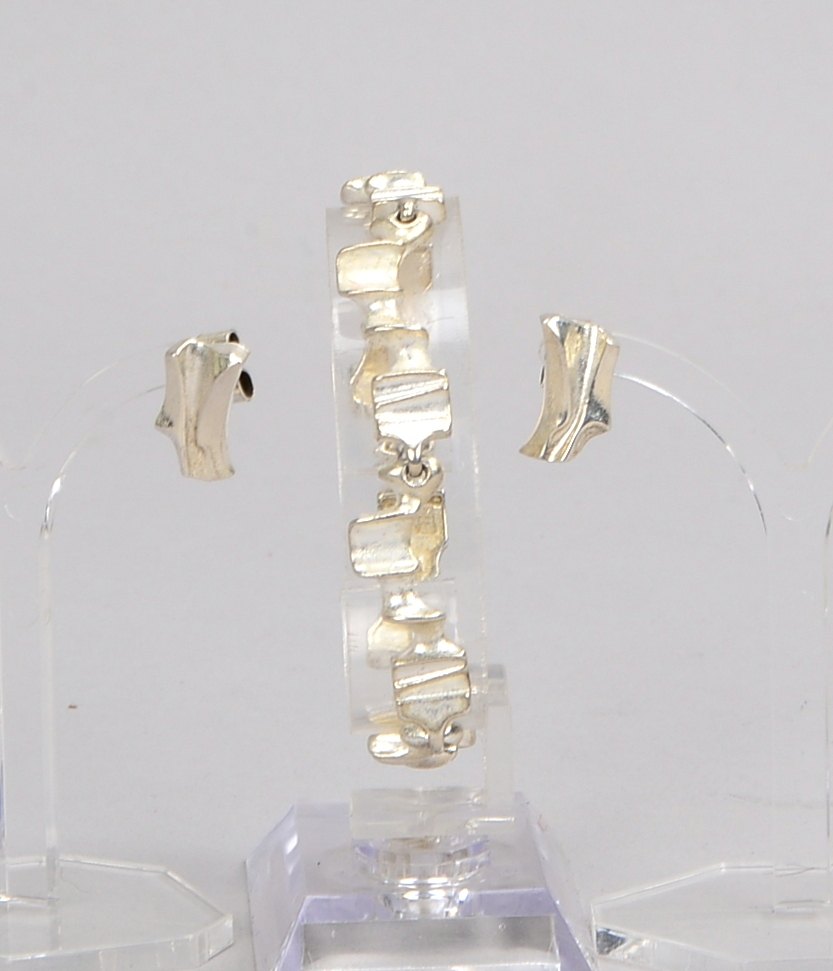 Lapponia/Finnland, Designer-Schmuckset, 925 Sterlingsilber, mattiert, Entwurf: Björn Weckström, 3-te