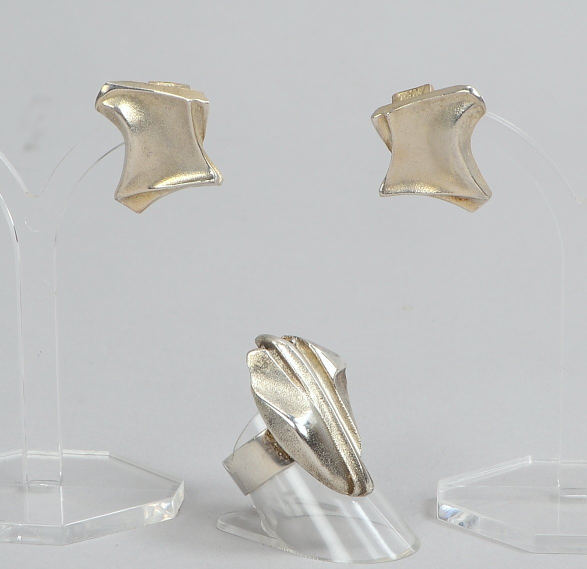 Lapponia/Finnland, Designer-Schmuckset, 925 Sterlingsilber, Entwurf: Björn Weckström, 2-teilig: Ring