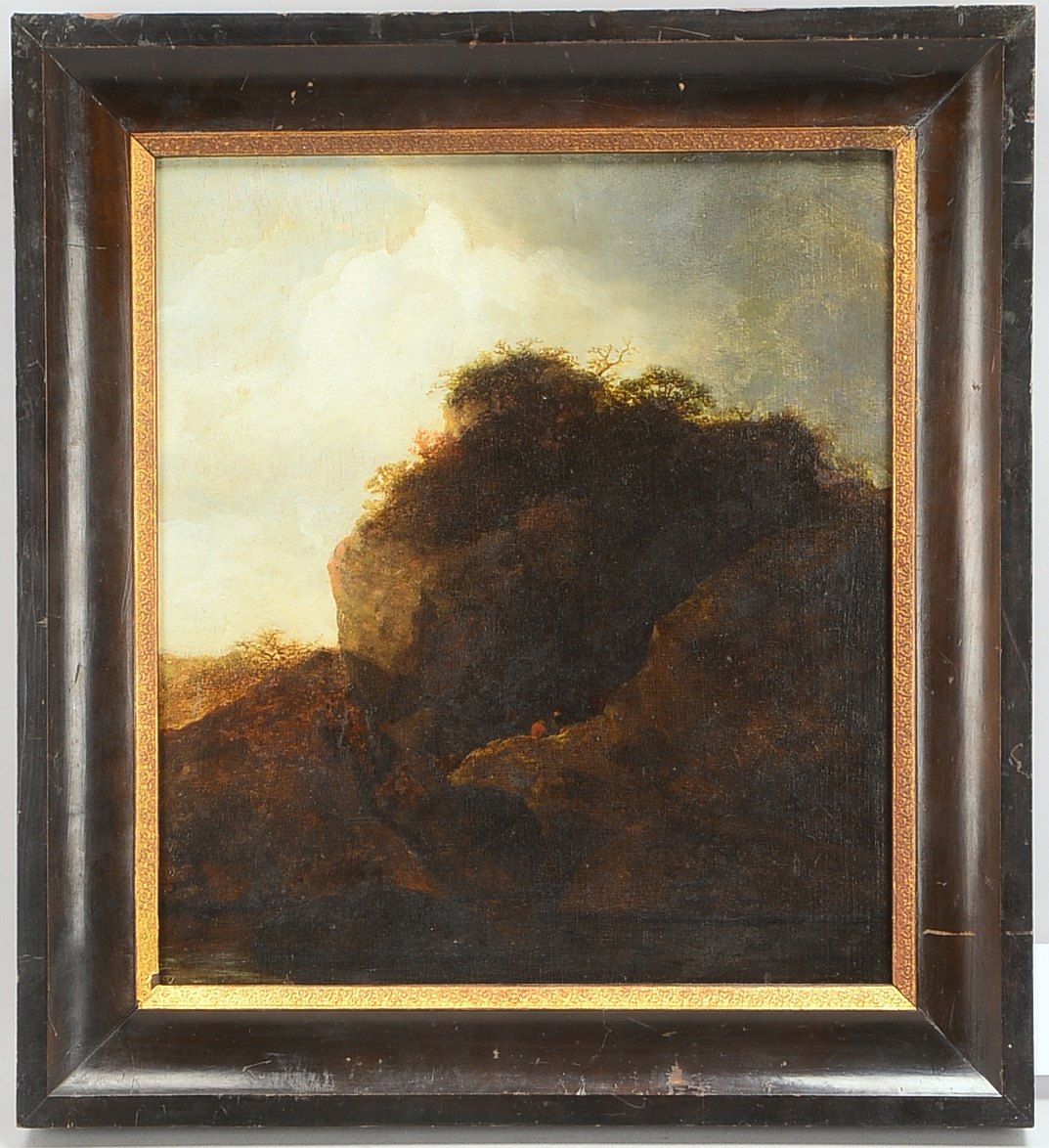 van Everdingen, Allart (1621 Alkmaar - 1675 Amsterdam), 'Wanderer in felsiger Berglandschaft', Öl au