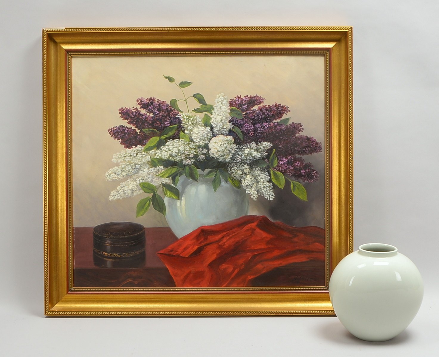 Soltau, Nicolaus (1877 Altona - 1956 Hamburg), 'Blumenstillleben mit Flieder' - Gemälde mit original