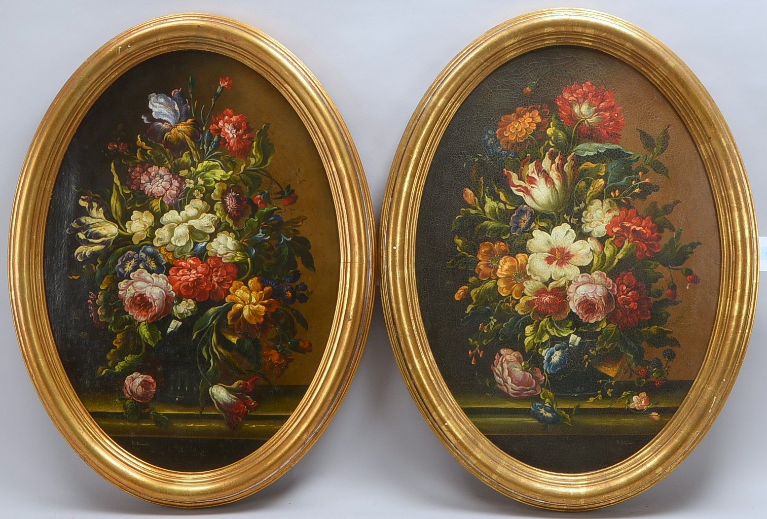 Bianchi, Ricardo (1854 - 1938), 2 'Blumenbouquets' - Gemälde in niederländischer Altmeister-Manier,