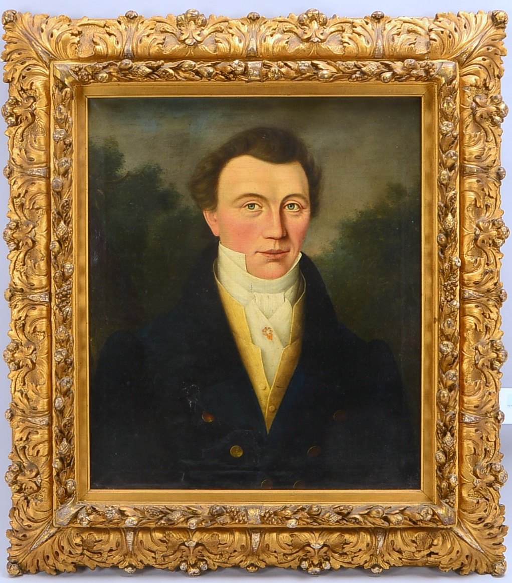 Gemälde, 'Portrait Andreas Schürmann' (1798 - 1840, Bremer Kaufmann/Gastronom und Mitbegründer der '