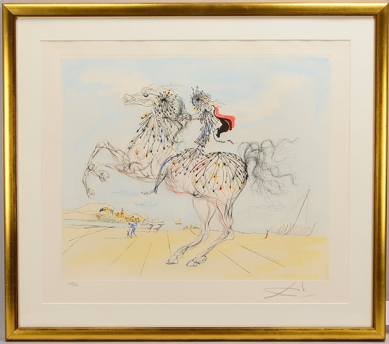 Dalí, Salvador (1904 - 1989), 'La chevauchée', Farbradierung/partiell handkoloriert, nummeriert '168