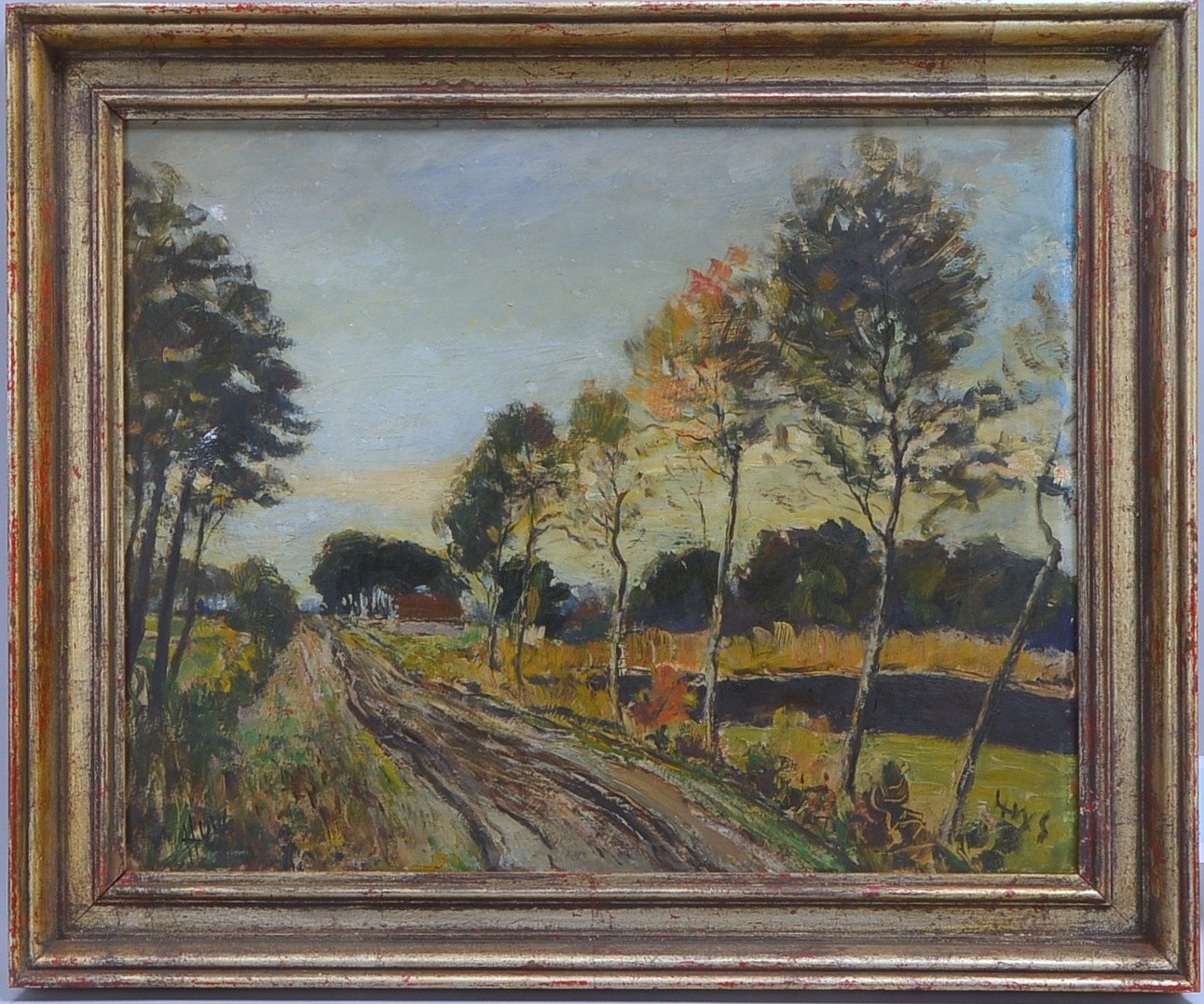Huys, Bernhard (1895 Oesede - 1973 Worpswede), 'Worpsweder Moorlandschaft', Öl auf Hartfaser/gerahmt