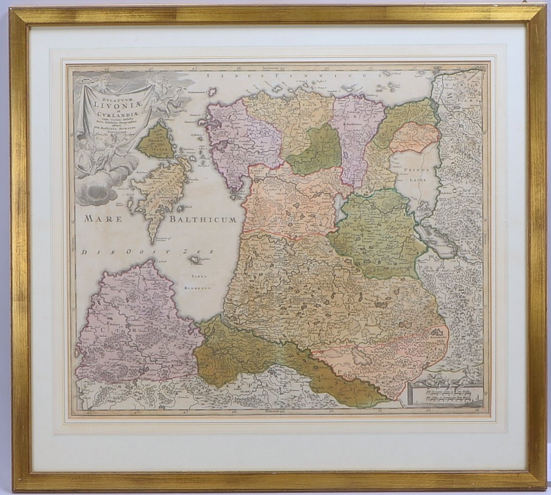 Homann, Johann Baptist (1664 Oberkammlach - 1724 Nürnberg), historische Landkarte, 'Ducatum Livoniae