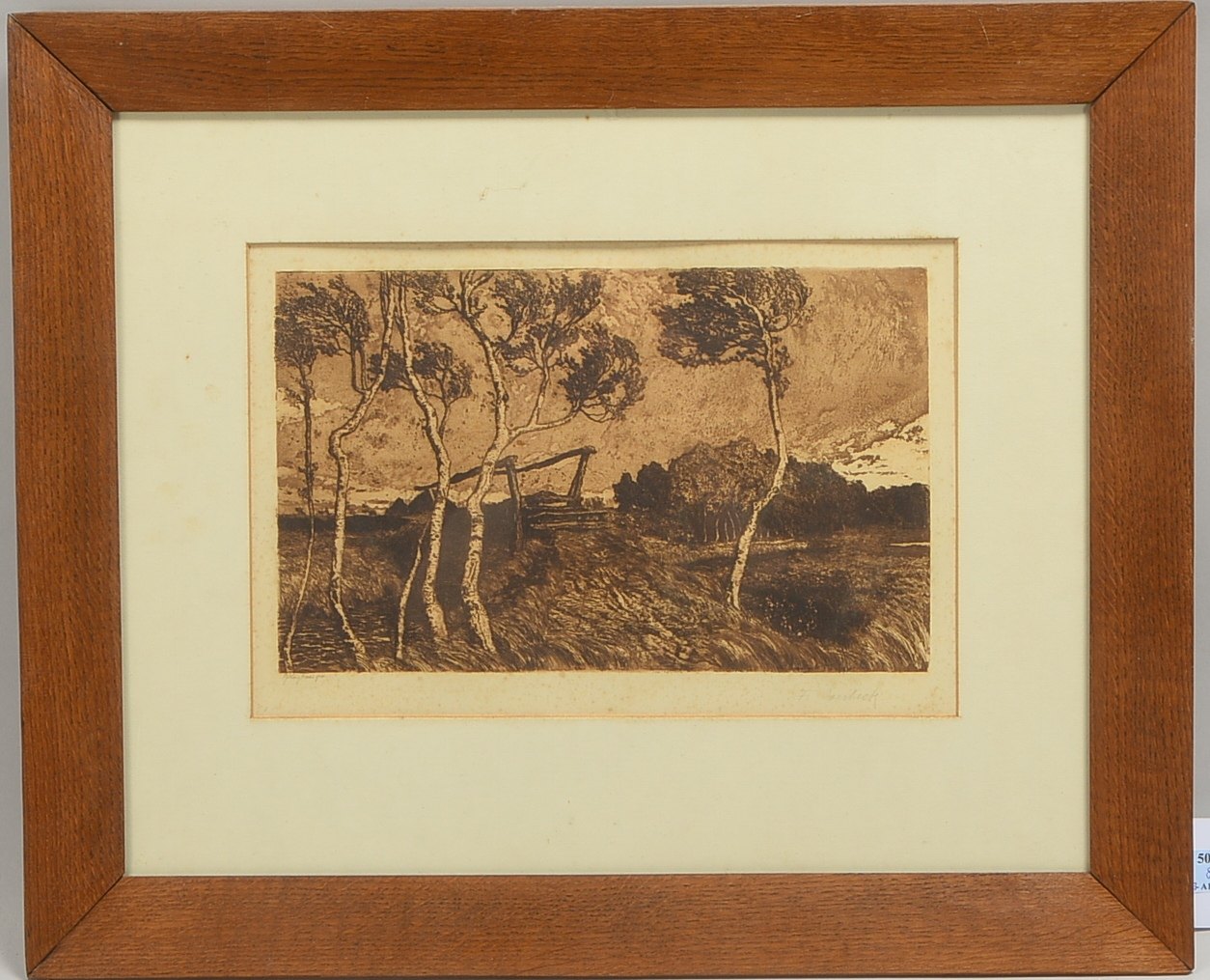 Overbeck, Fritz (1869 Bremen - 1909 Vegesack), 'Stürmischer Tag', Radierung (Druck: Otto Felsing/Ber