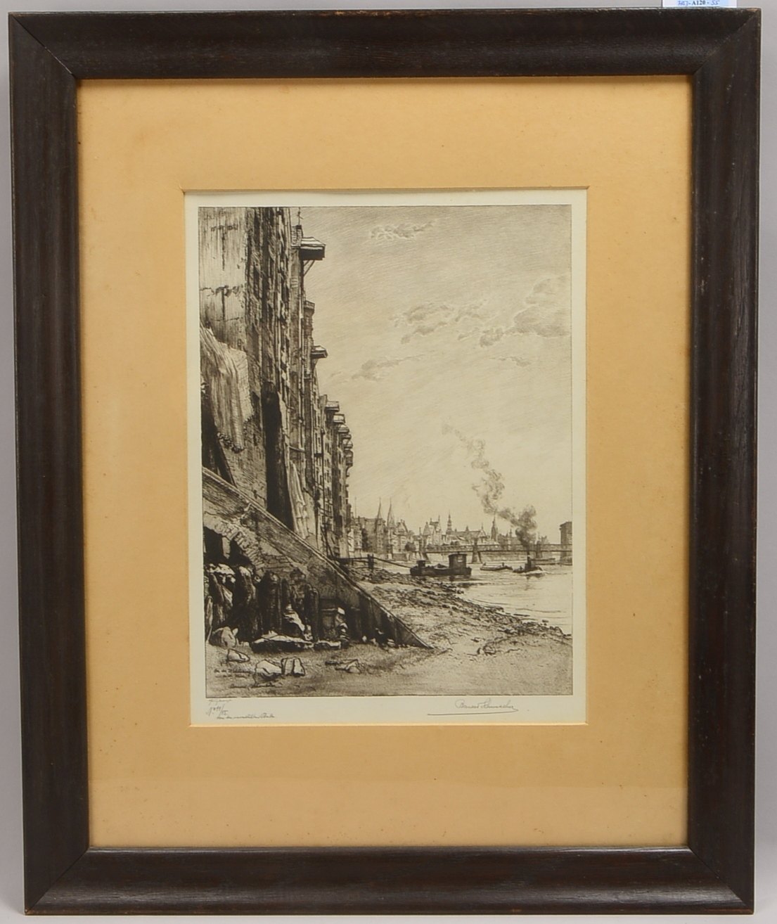 Schumacher, Bernard (1872 - 1932 Kassel), 'Bei der Wichelnburg an der Weser', Radierung, Auflage-Nr.