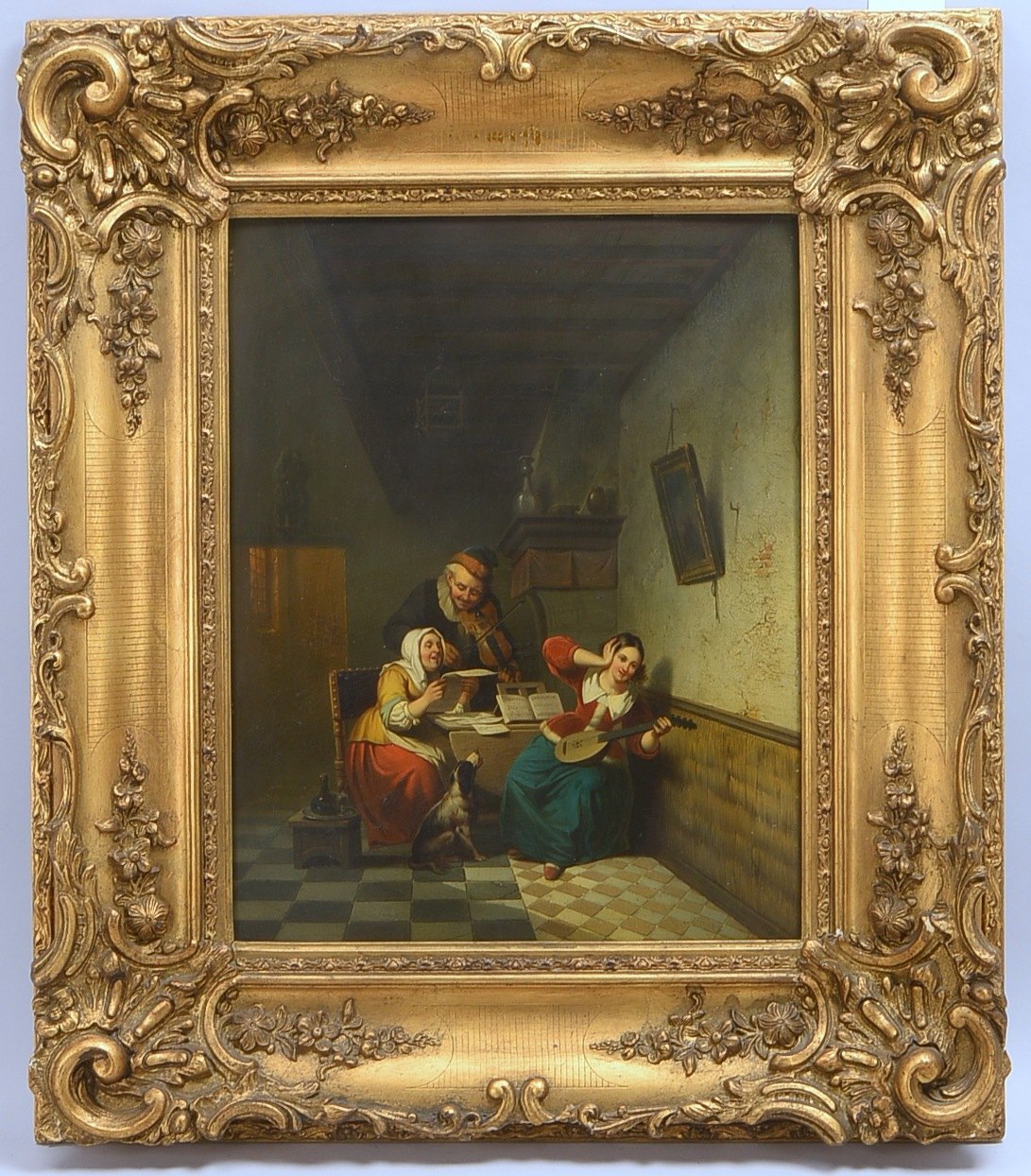 Gemälde (cop. nach J. Wilhelm Schumann - künstlerisch aktiv von 1830 - 1844, Berlin), 'Eine Musikges