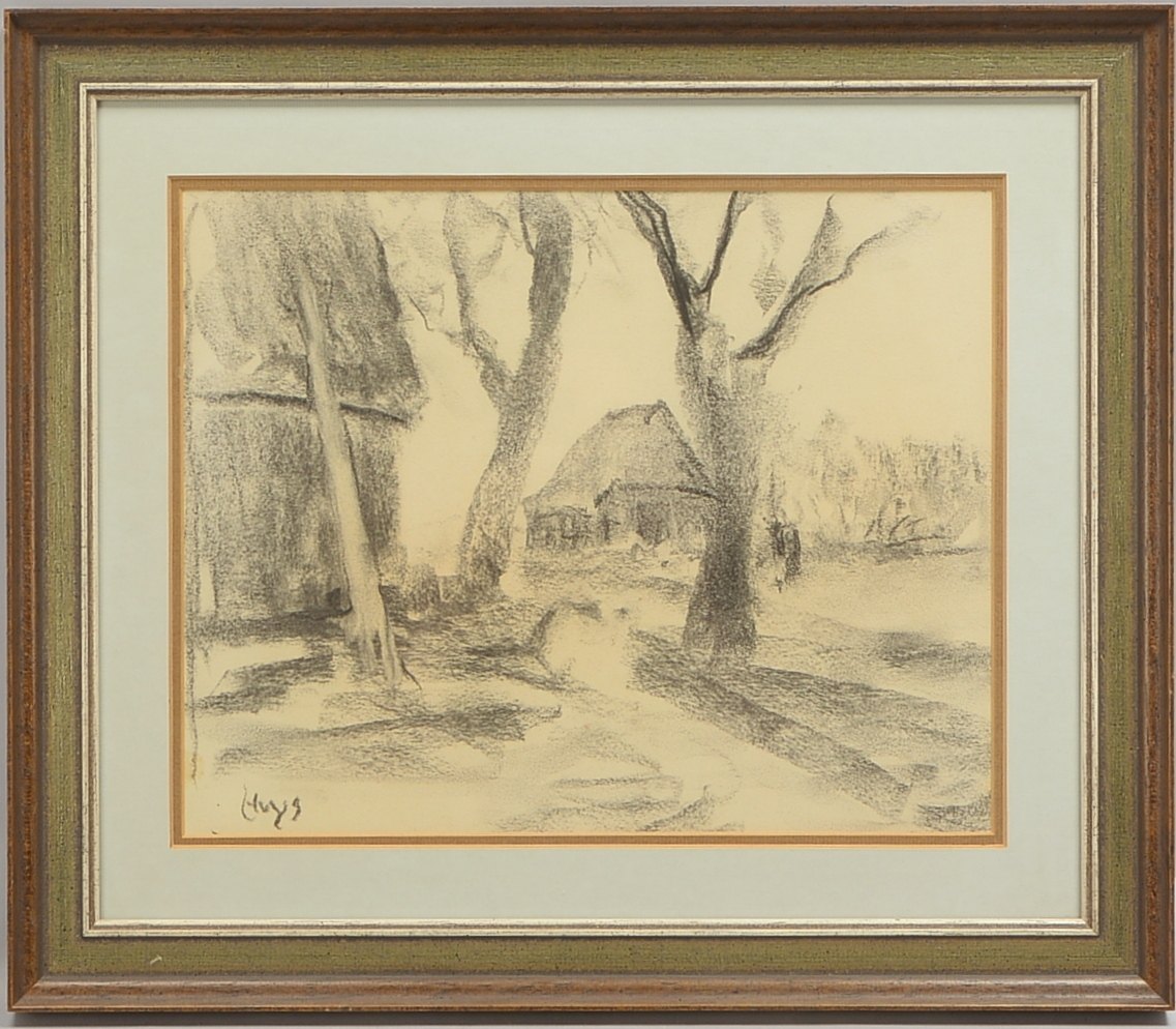Huys, Bernhard (1896 - 1973), 'Worpsweder Bauernkate', Bleistiftzeichnung, unten links signiert, unt