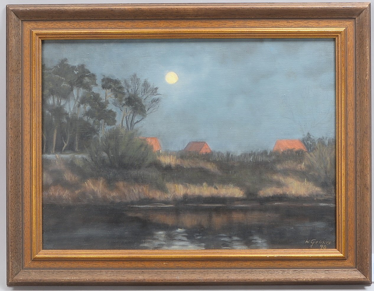Debken, H., 'Worpsweder Gehöft bei Nacht', Öl/Lw, unten rechts signiert und datiert; Bildmaße 42,5 x
