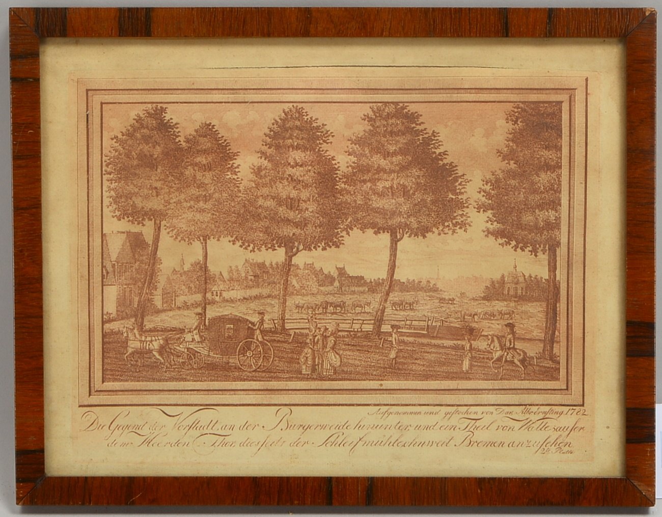 Ernsting, Daniel Albrecht (1749 - 1820 Bremen), 'Alte Ansicht Bremens', Kupferstich, unten rechts si