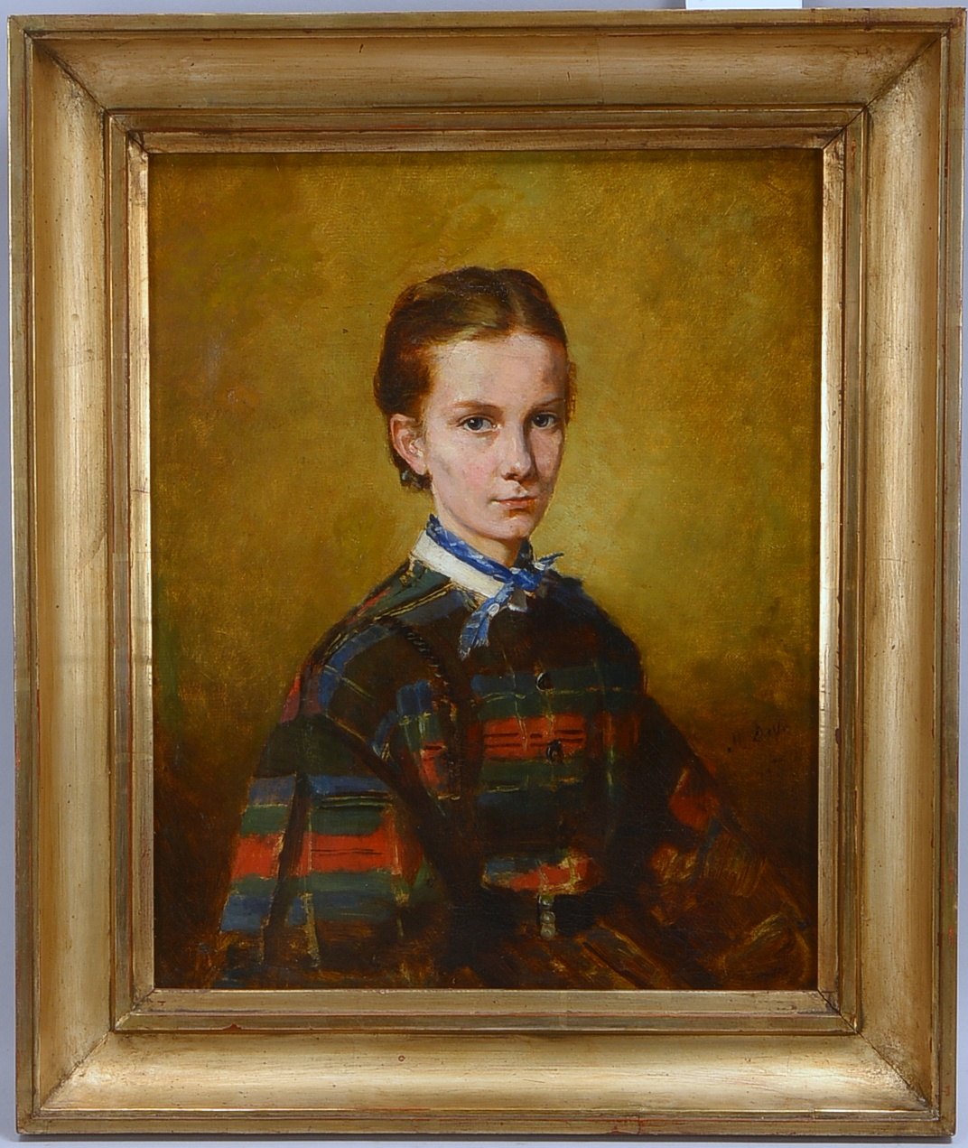 Delfs, Moritz (1823 Segeberg - 1906 Hamburg), 'Portrait einer jungen Dame', Öl/Lw, unten rechts sign