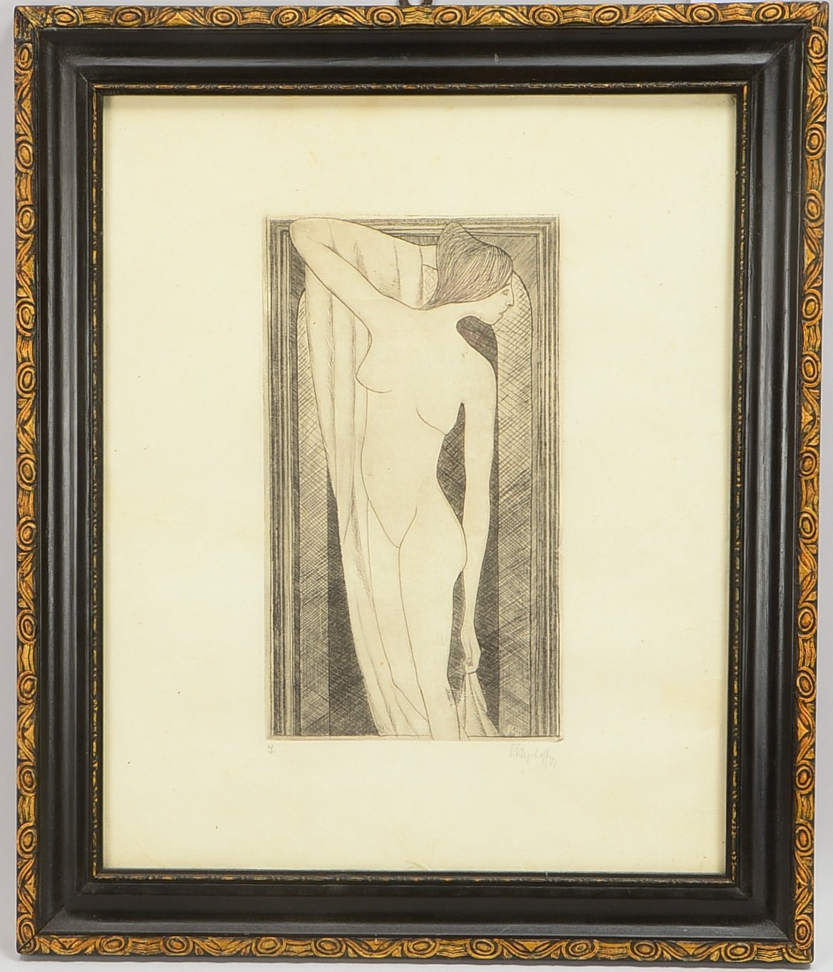 Uphoff, Carl Emil (1885 Witten - 1971 Worpswede), 'Akt', Radierung, unten rechts bleisigniert, in de