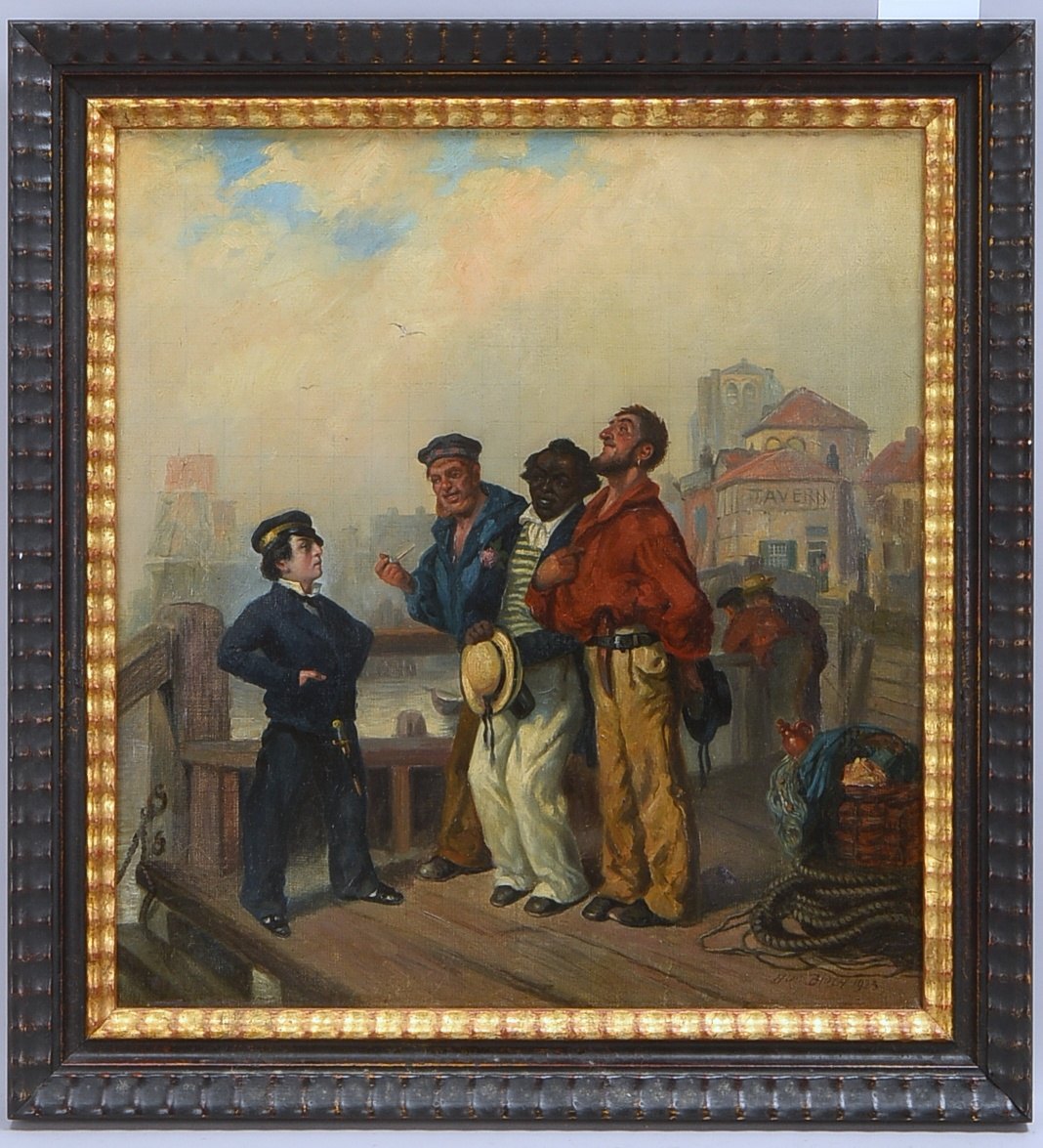 Bloch, August (1876 Dortmund - 1949 Bad Münstereifel), 'Die Stadtpredigt der Seekadetten', Öl/Lw, un