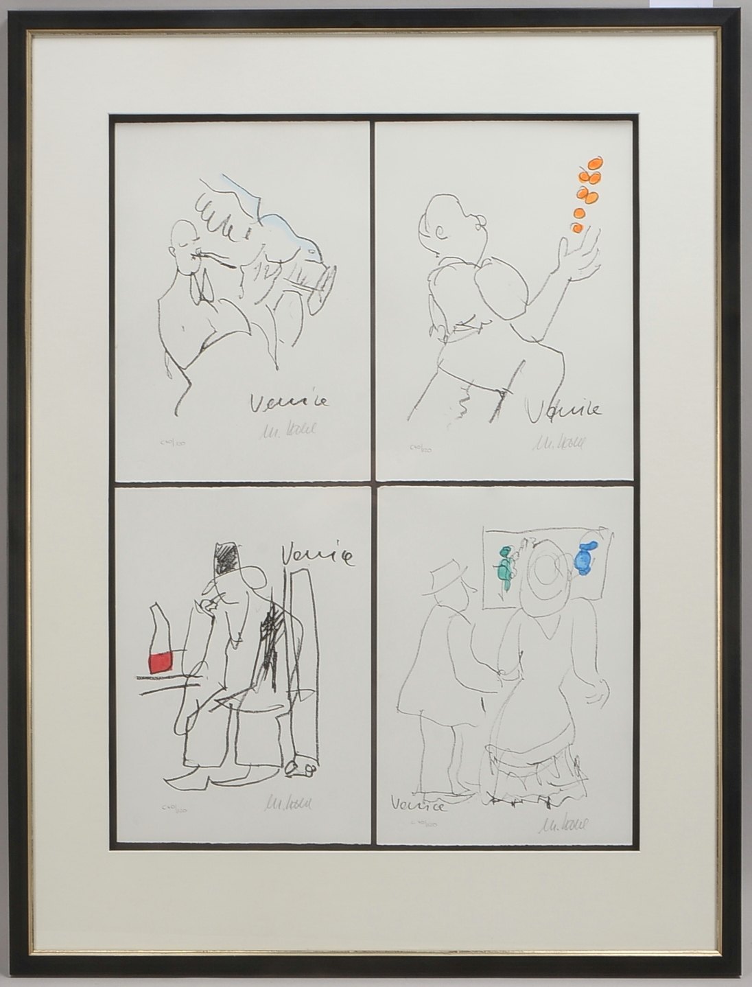 Müller-Stahl, Armin (*1930 Tilsit), kleines Grafikkonvolut, 4 Lithografien, 'Venice', Blätter jeweil