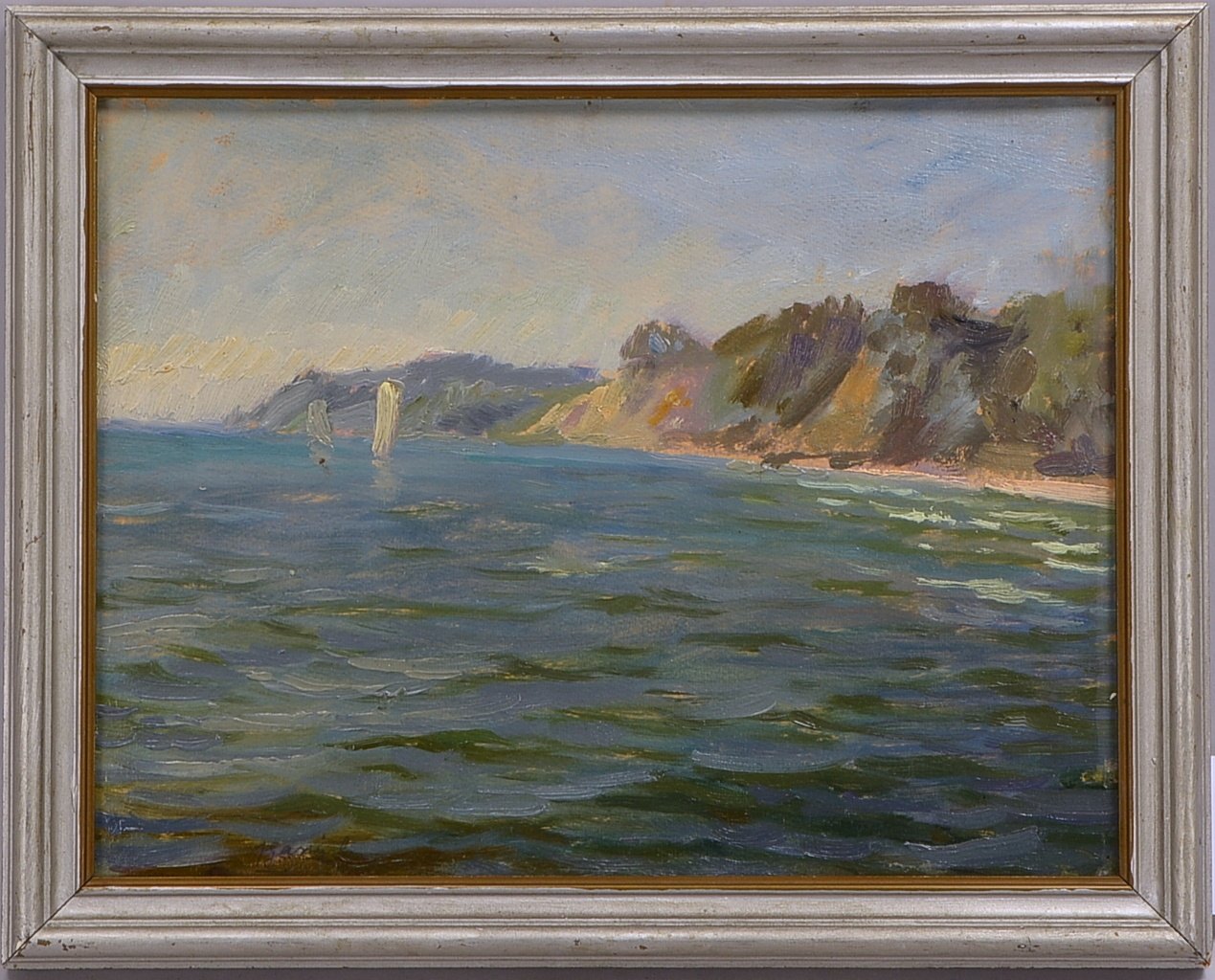 Gasinski, Jan (1903 Wolka Grodziska - 1967 Gdynia) zugeschrieben, 'Segler an der Küste', Öl auf Malp
