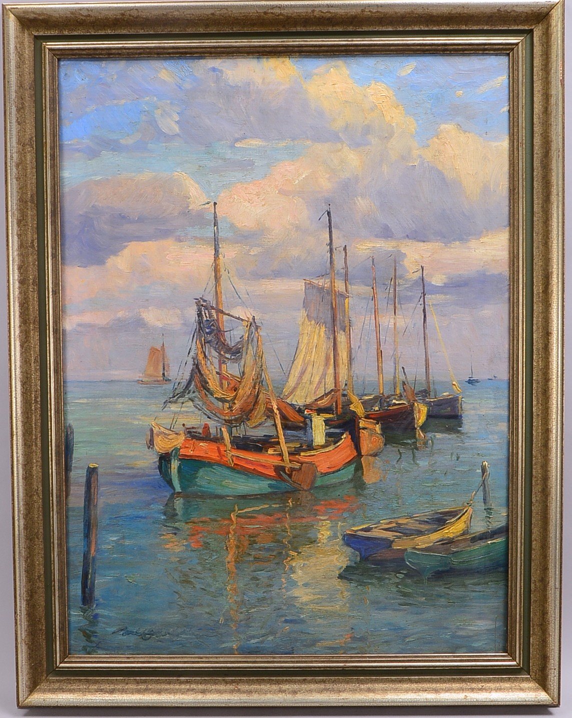 Wilke, Paul Ernst (1894 Bremerhaven - 1971 Lilienthal), 'Kutter im Hafen', Öl/Lw, unten links signie