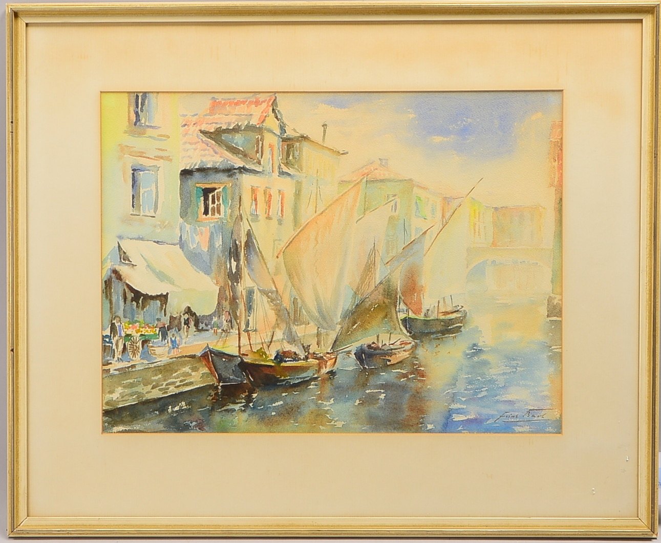 Bach, Friedrich, Venedig, Aquarell, sign., unter PP hinter Rahmenmaße 55 x 66 cm