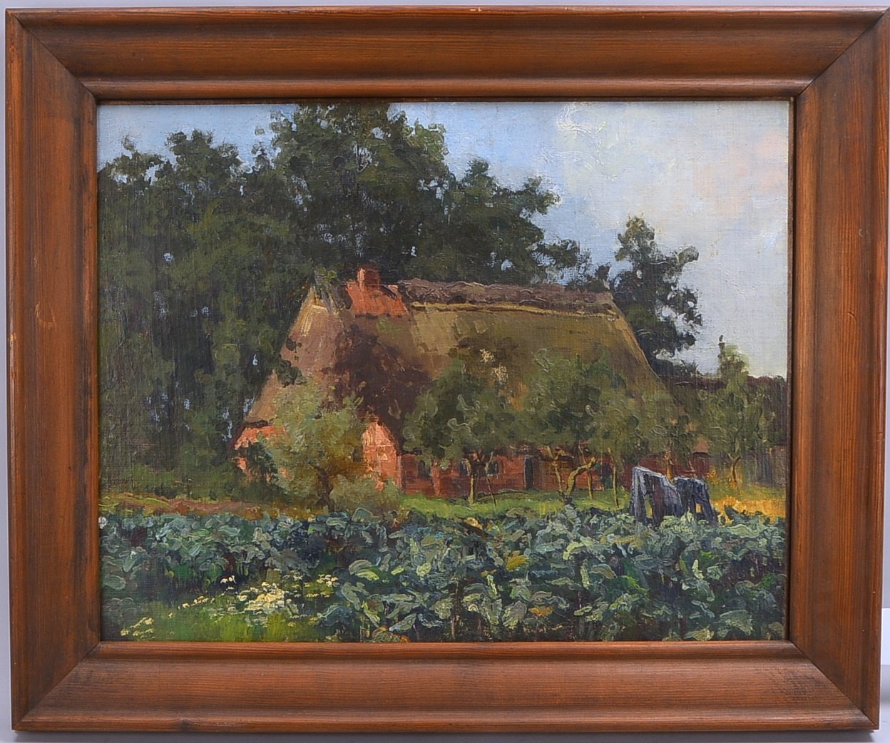 Gemälde, 'Bauernkate', Öl/Lw, unsgniert; Bildmaße 52 x 66 cm, Rahmenmaße 67,5 x 82 cm