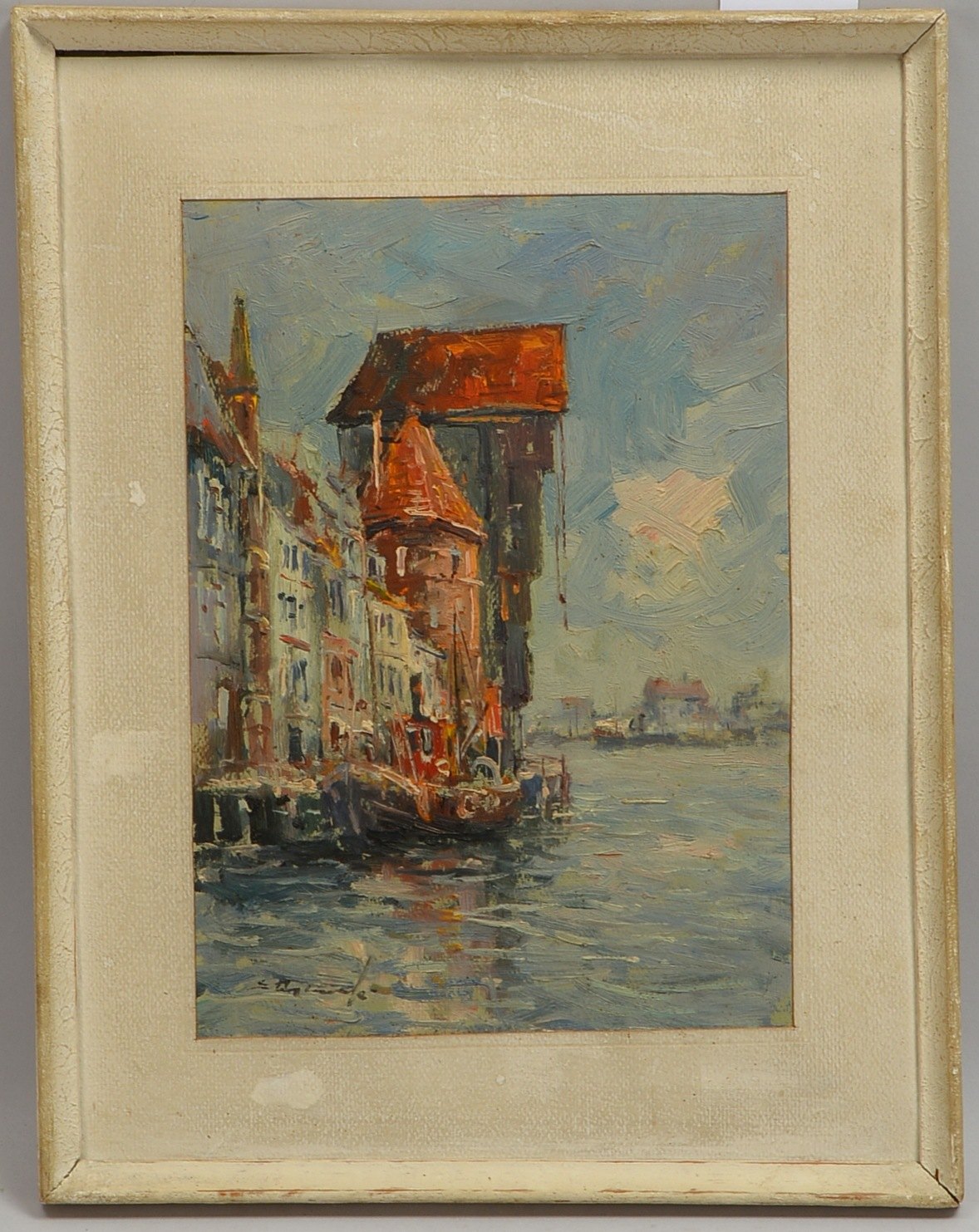 Bagienski, Stanislaw (1876 - 1948 Warschau) zugeschrieben, 'Boote am Strand', Öl auf Malpappe/gerahm