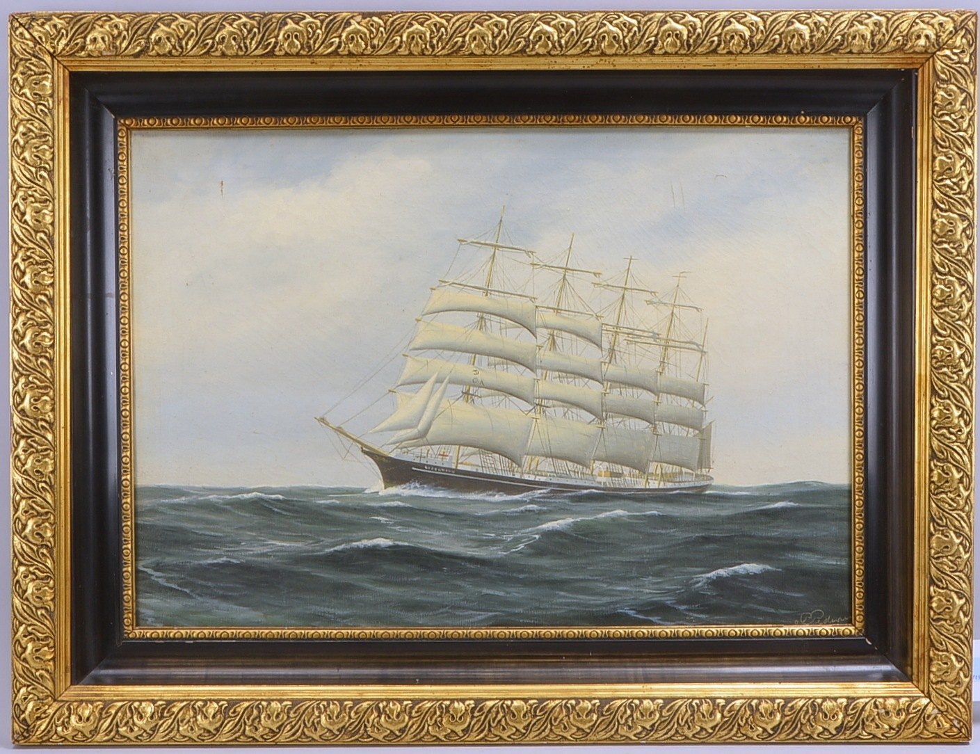 Pedersen, Peder Christian (1870 Øster Vandet - 1950 Aalborg, dänischer Marinemaler), 'Viermastbark a