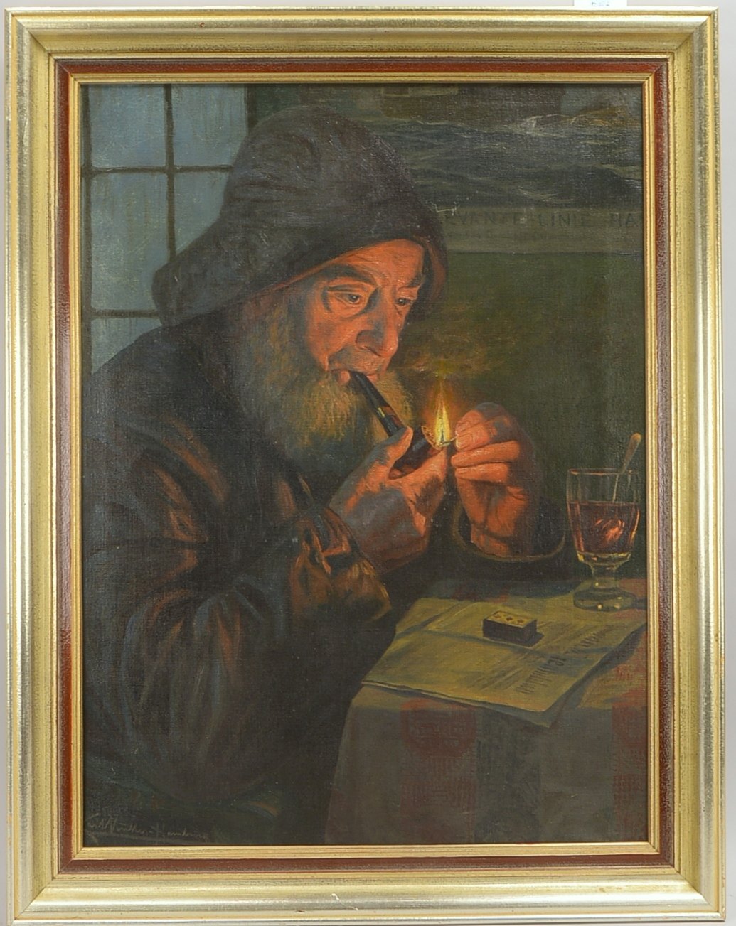 Müller, Karl Josef (1865 Hamburg - 1942 Theresienstadt), 'Der Raucher', Öl/Lw, unten links signiert