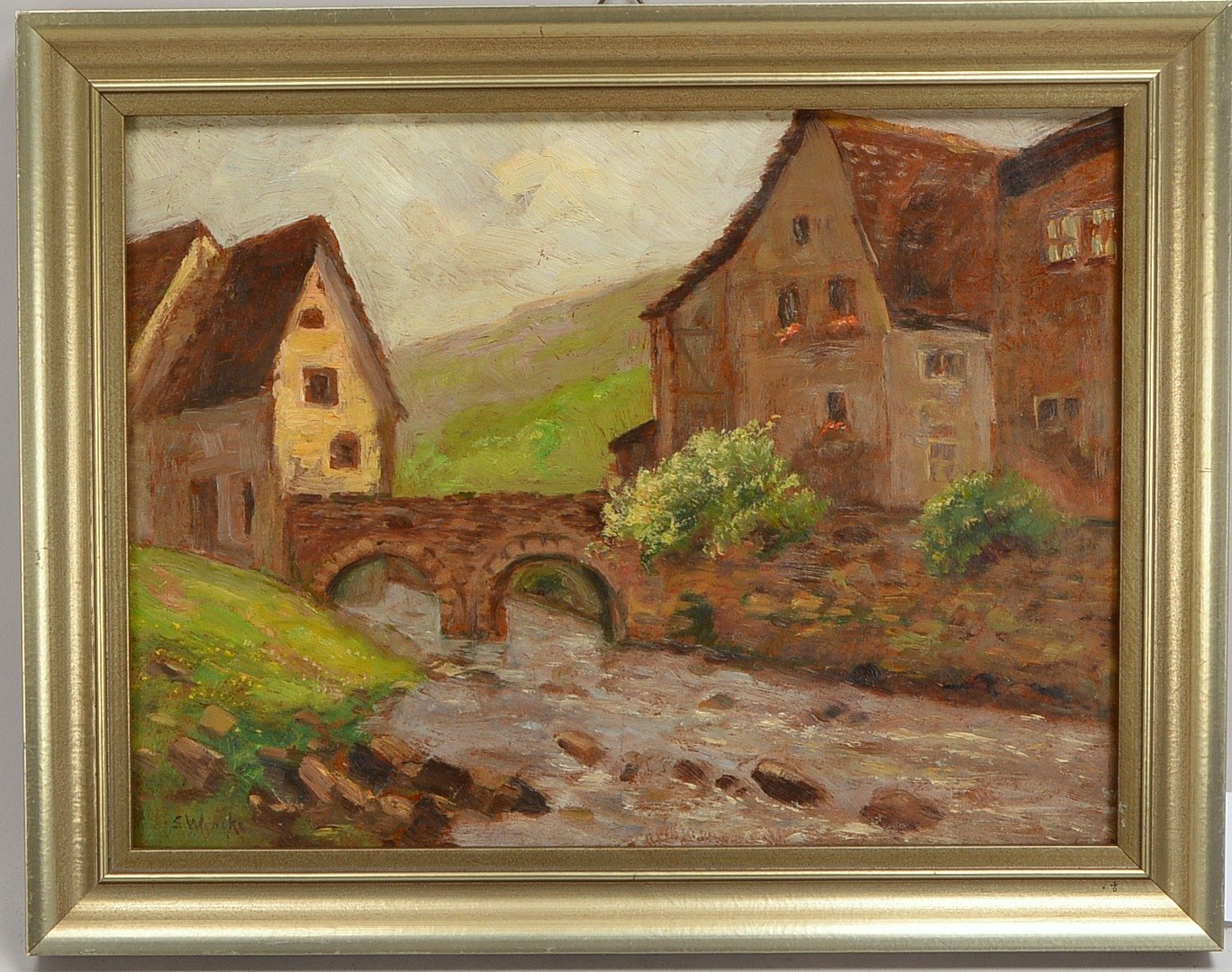Wencke, Sophie (1874 Bremerhaven - 1963 Worpswede), 'Altes Zollhaus in Neckar Sternach', Öl auf Holz