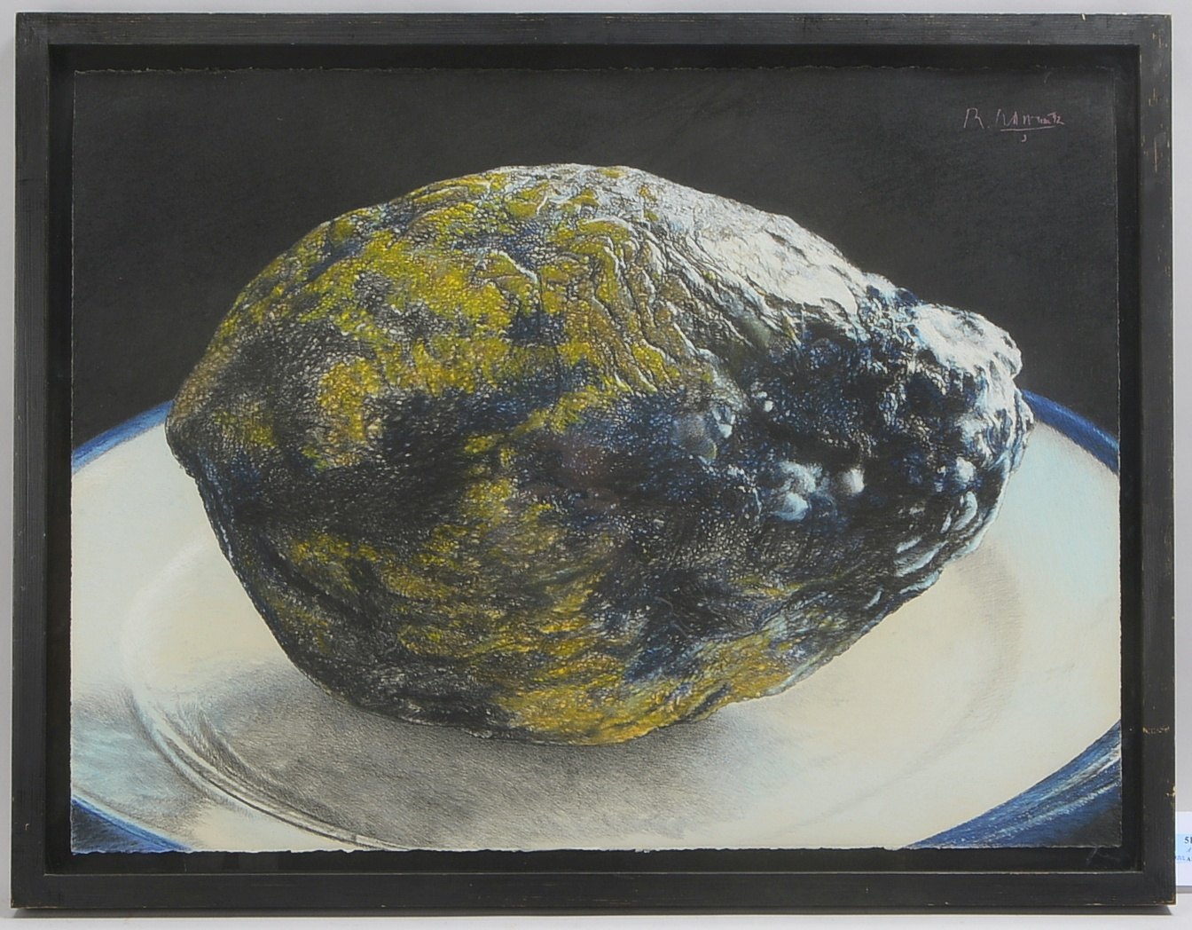 Schwarz, Reiner (*1940 Hirschberg, seit 1968 tätig in Berlin), 'Die große Papaja', Kohle-/Buntstiftz