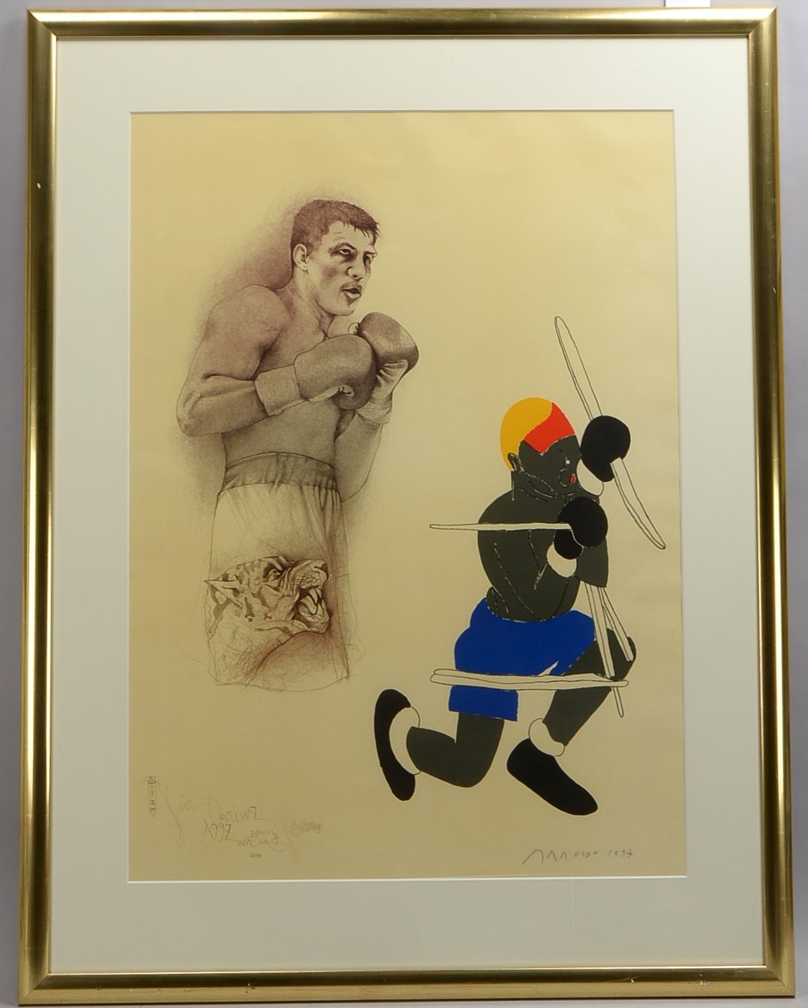 Arroyo, Eduardo (1937 - 2018 Madrid), 'Der Tiger gegen Virgil Hill', Lithografie, unten rechts signi